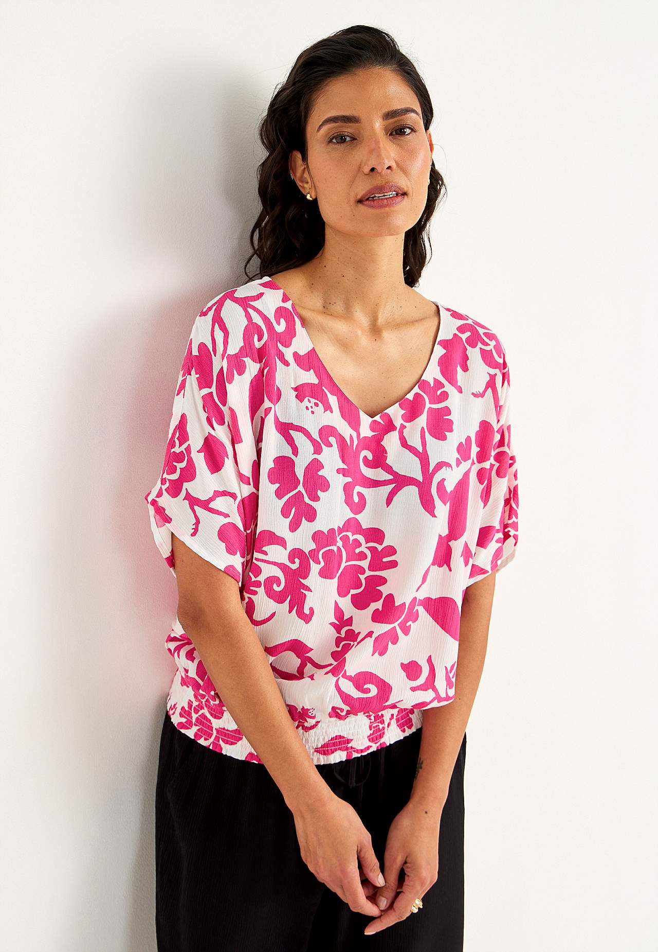 Bluse i viskosecrepe