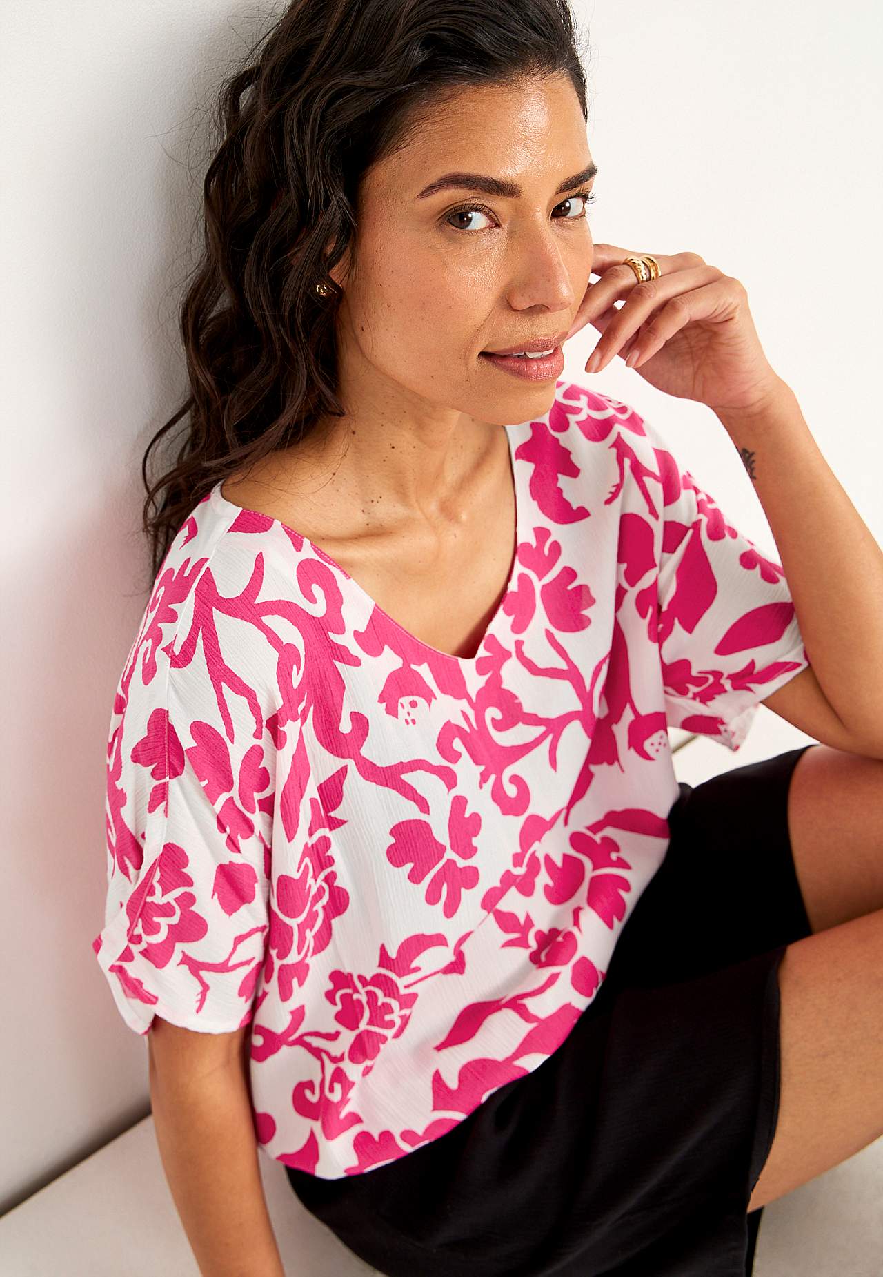 Bluse i viskosecrepe