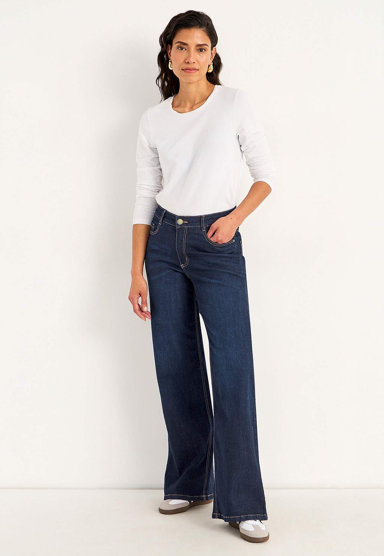 Brede, lange jeans med høj talje