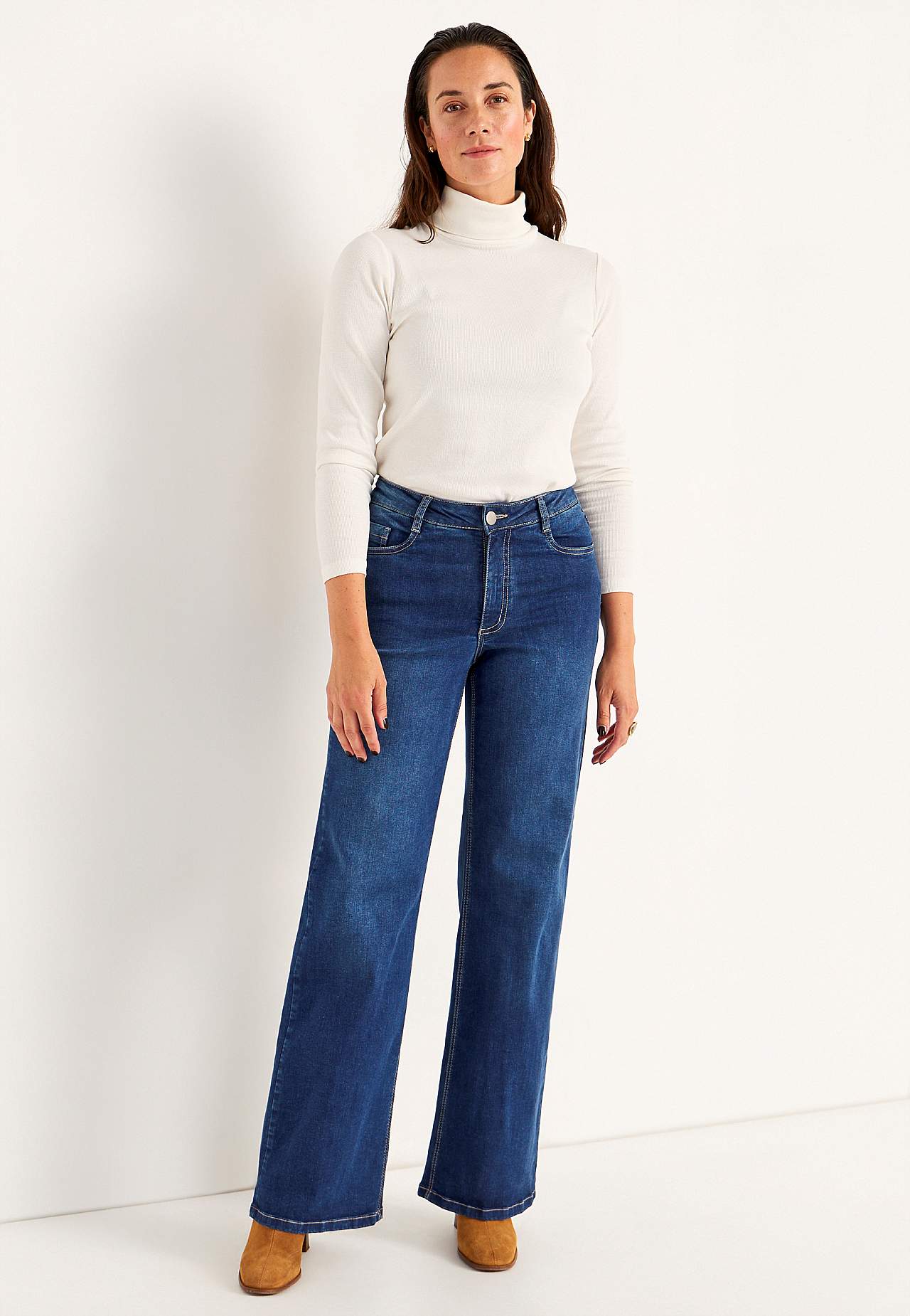 Brede, lange jeans med høj talje Renata