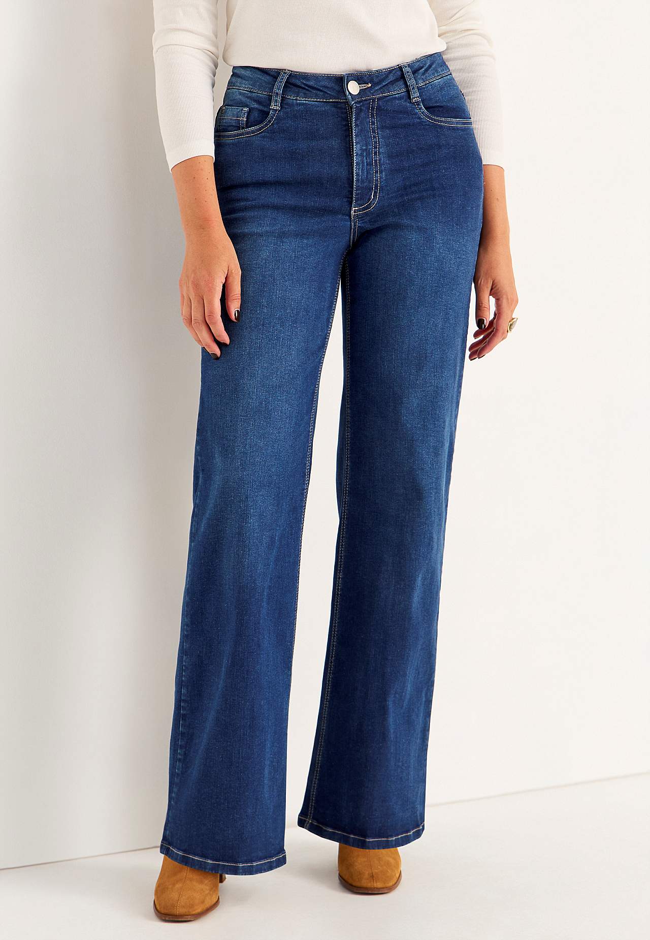 Brede, lange jeans med høj talje Renata