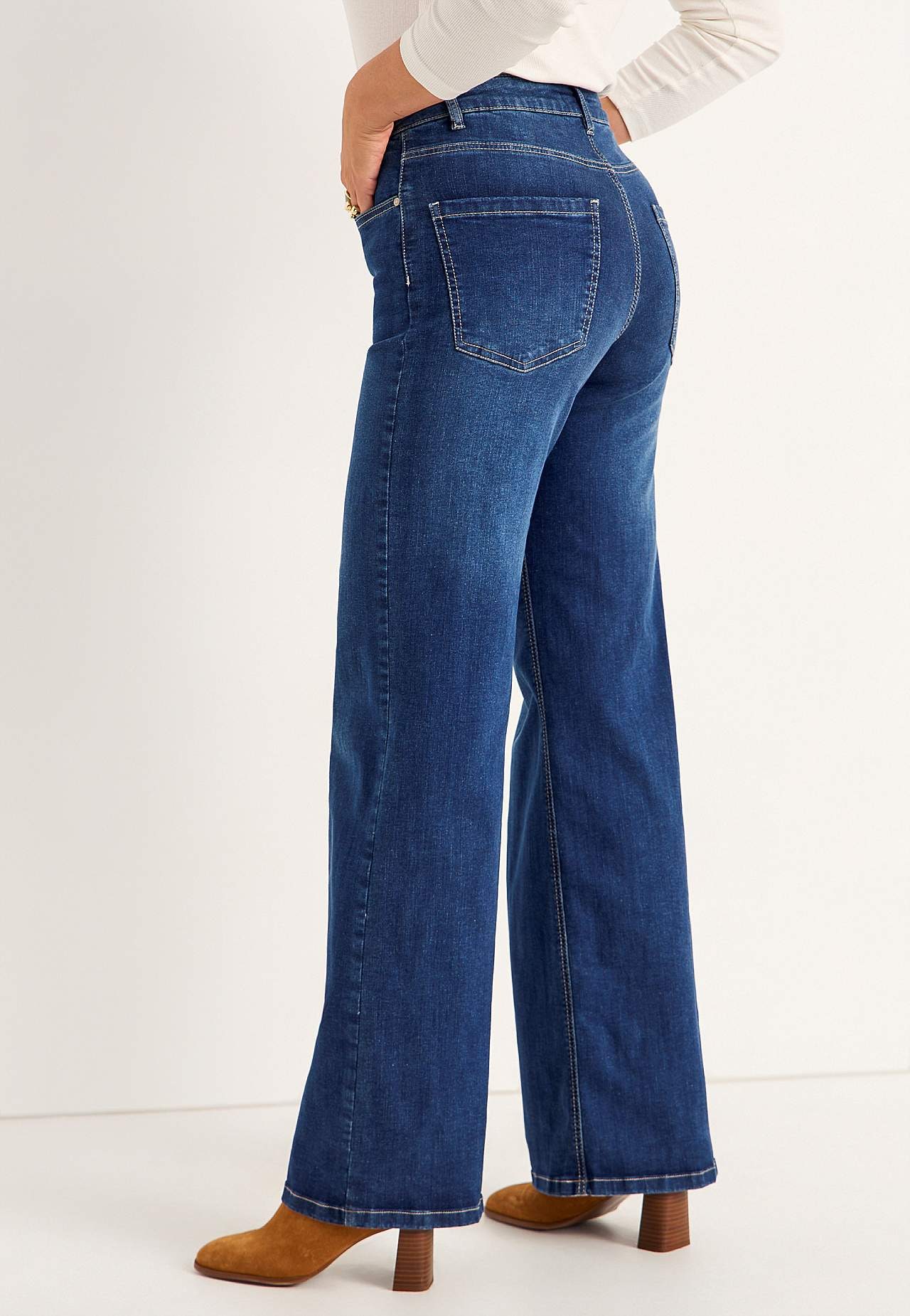 Brede, lange jeans med høj talje Renata