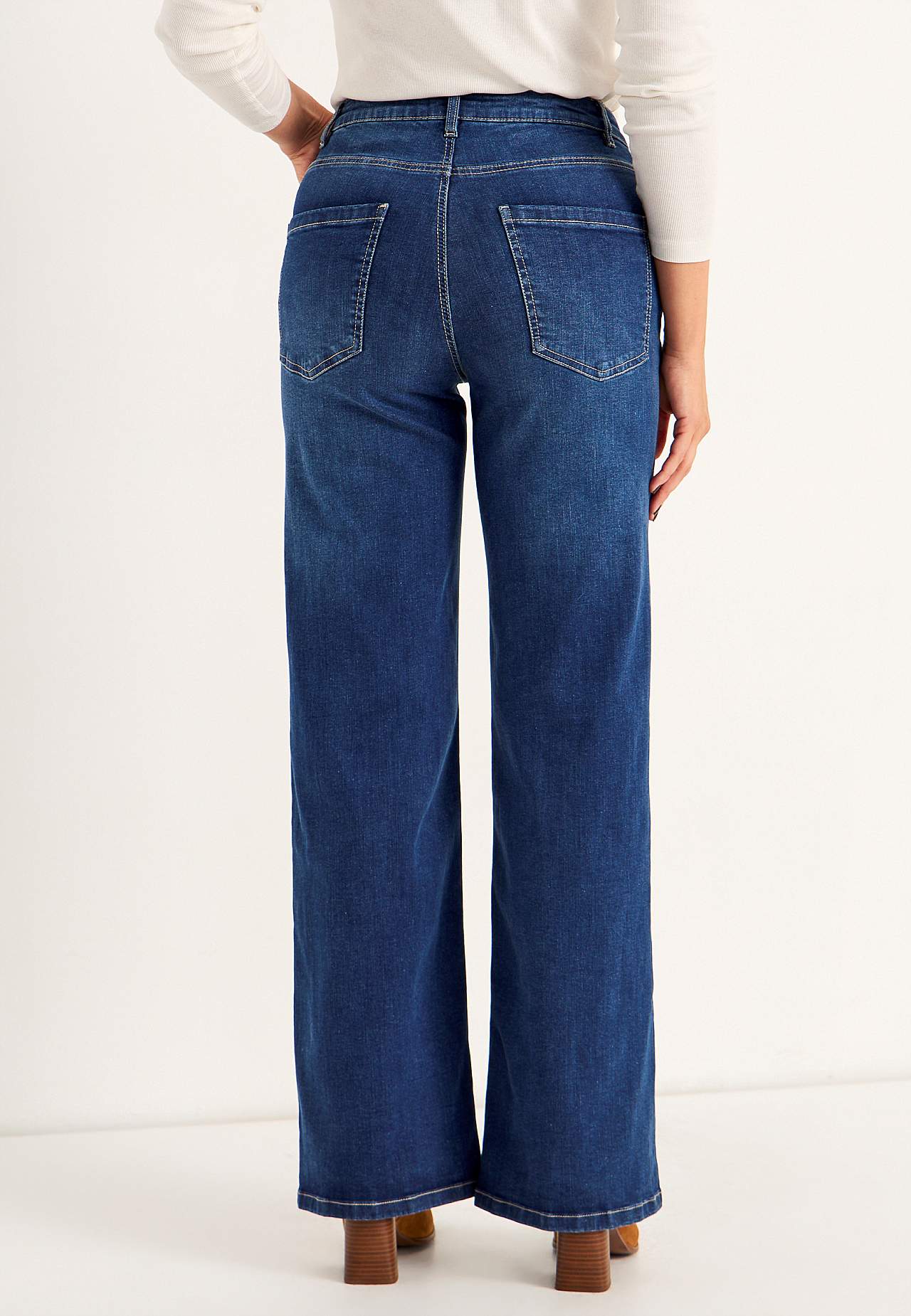 Brede, lange jeans med høj talje Renata