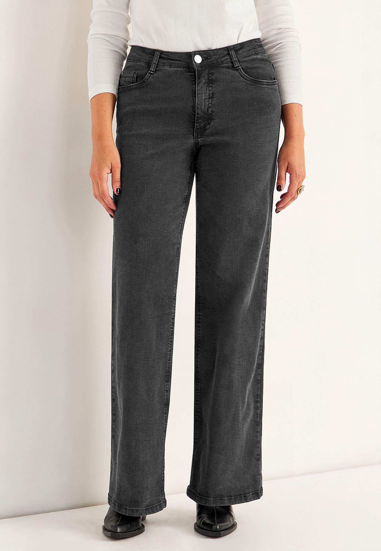 Brede, lange jeans med høj talje Renata