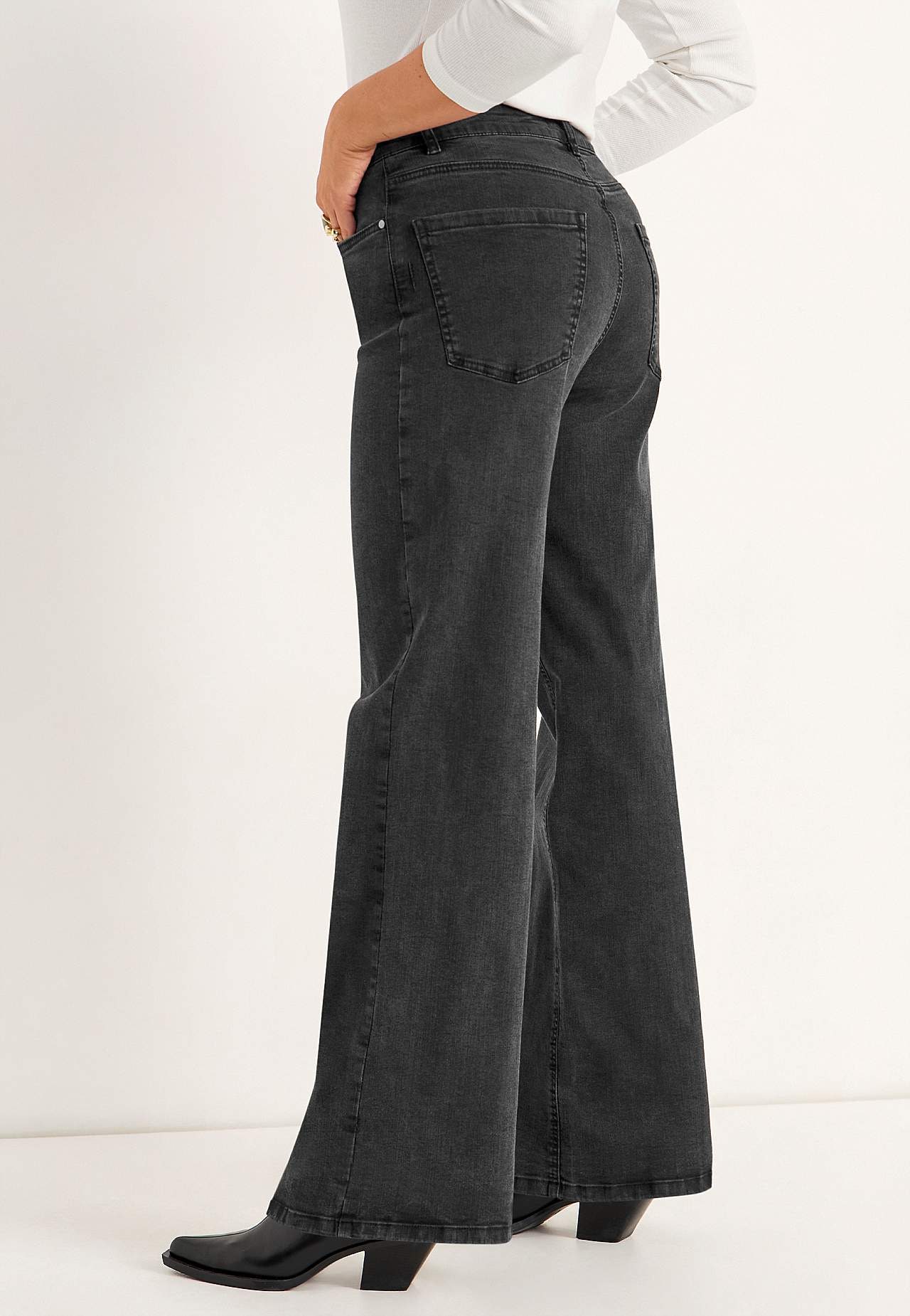 Brede, lange jeans med høj talje Renata