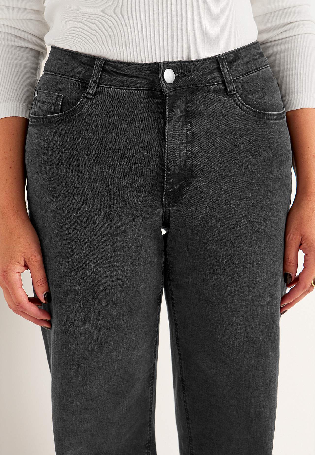 Brede, lange jeans med høj talje Renata