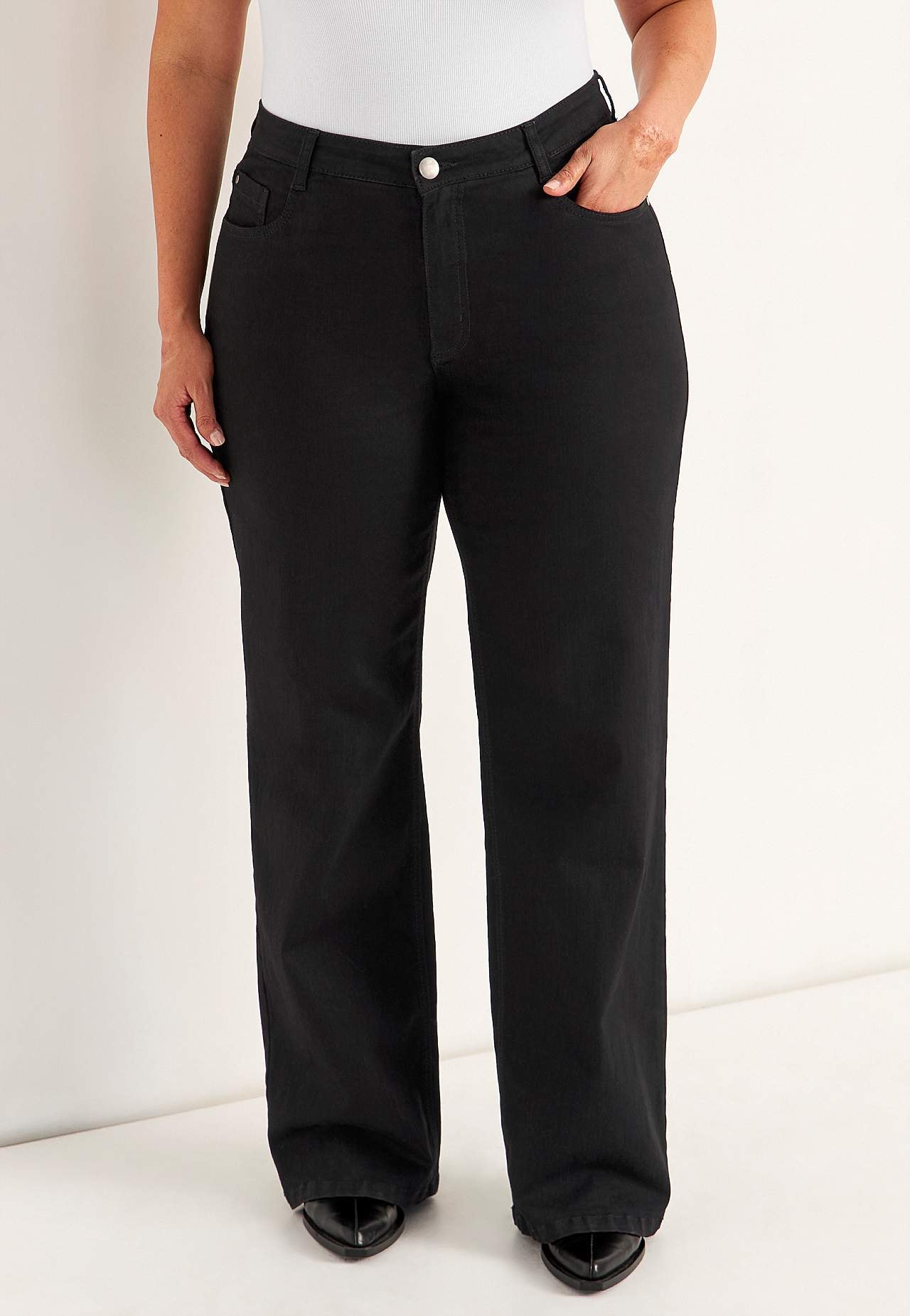Brede, lange jeans med høj talje Renata
