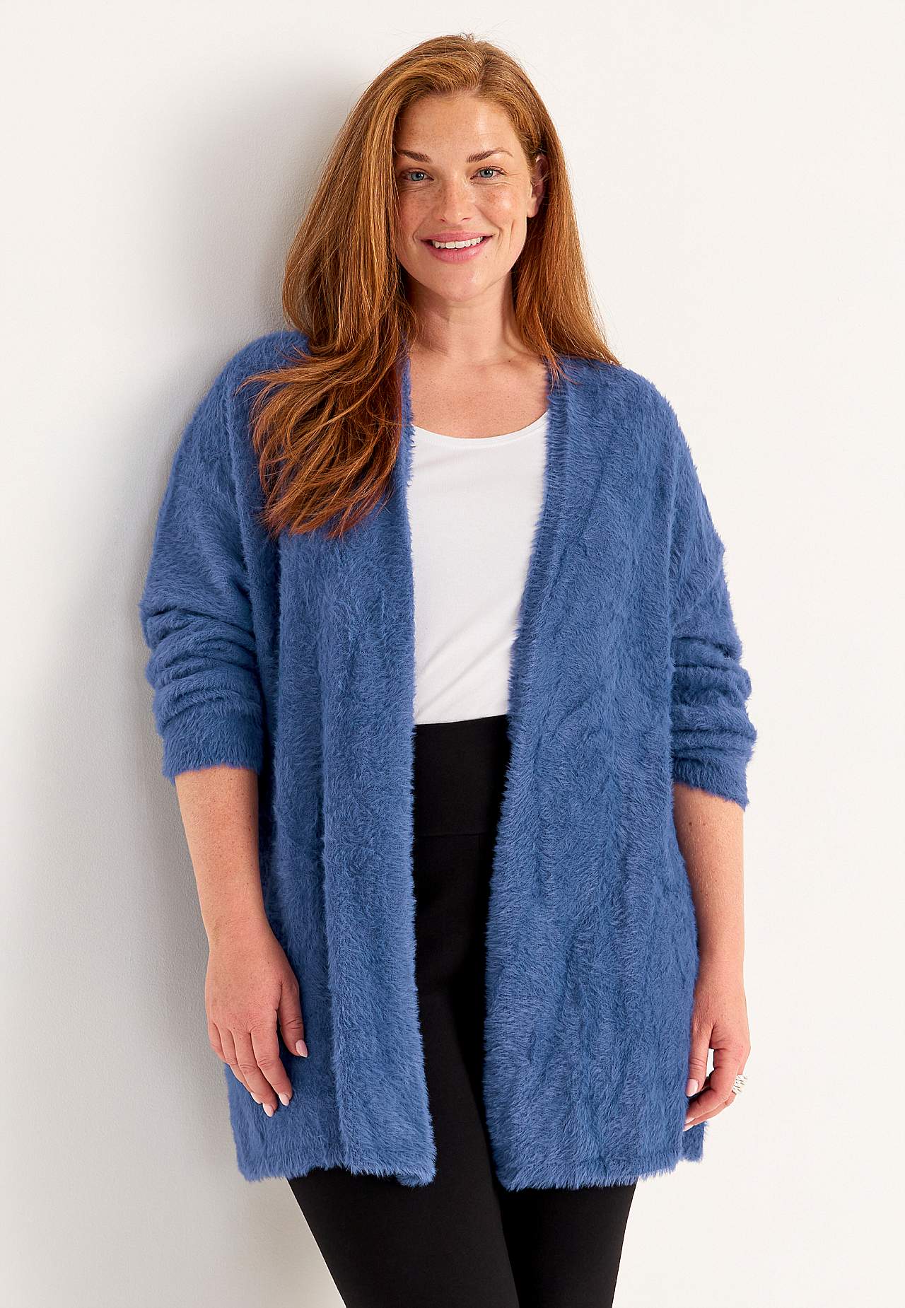 Strikket, åben cardigan