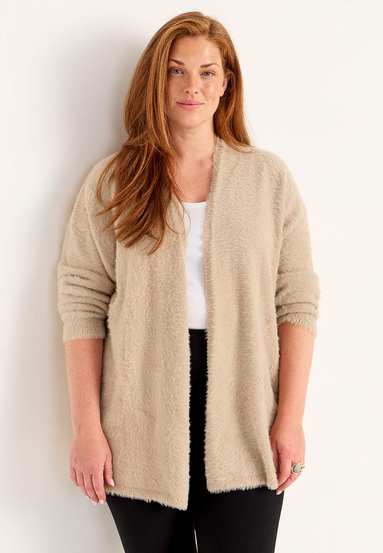 Strikket, åben cardigan