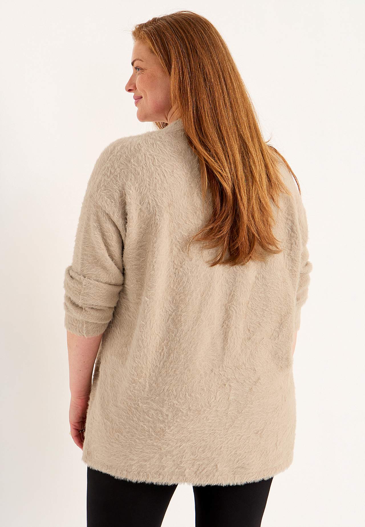 Strikket, åben cardigan