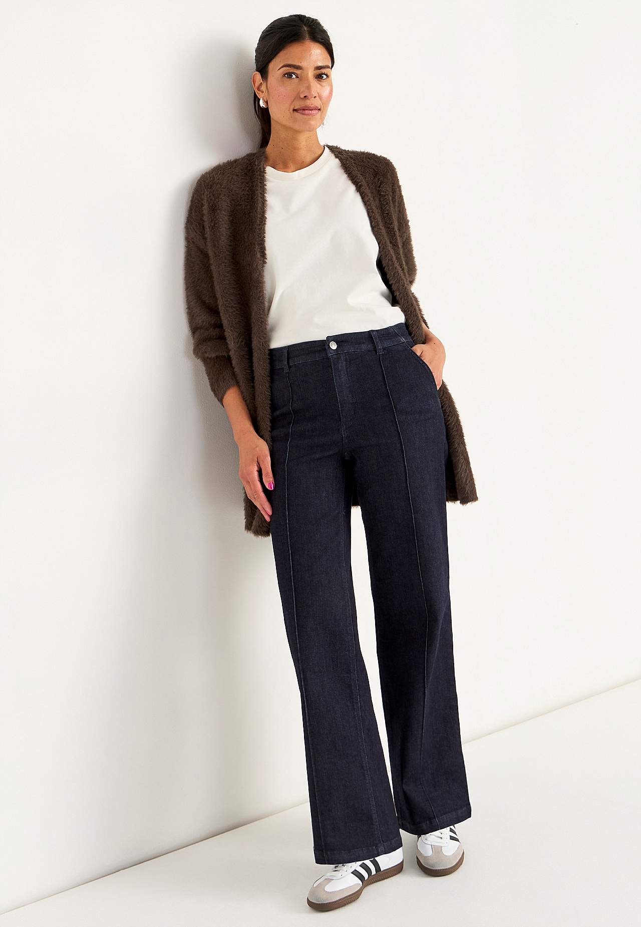 Strikket, åben cardigan