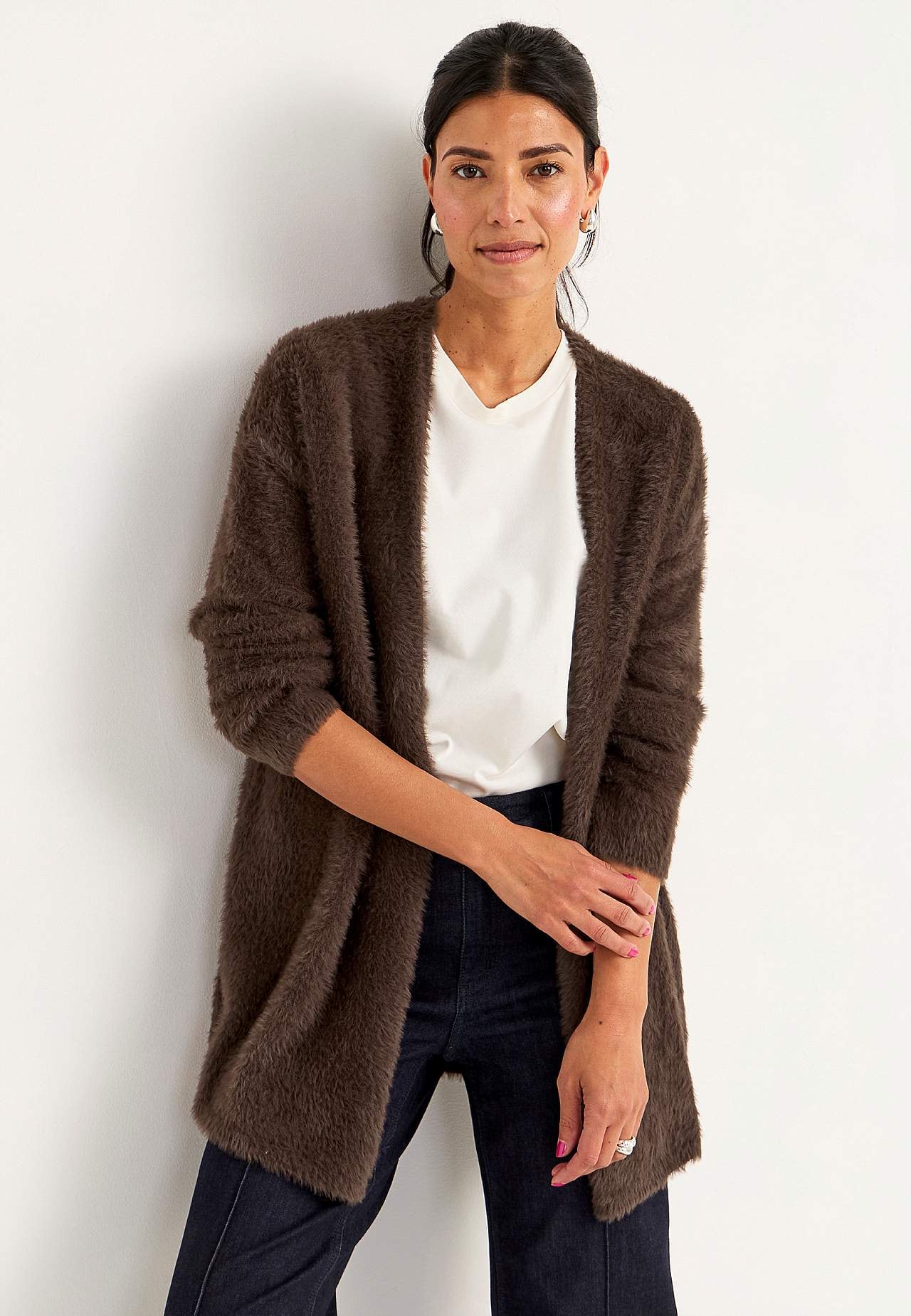 Strikket, åben cardigan