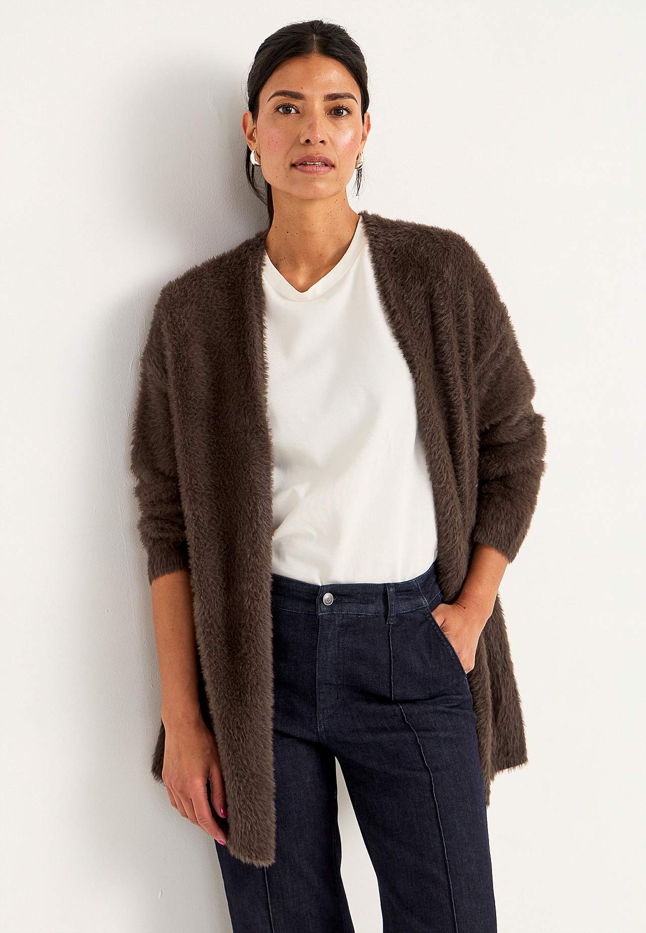 Strikket, åben cardigan