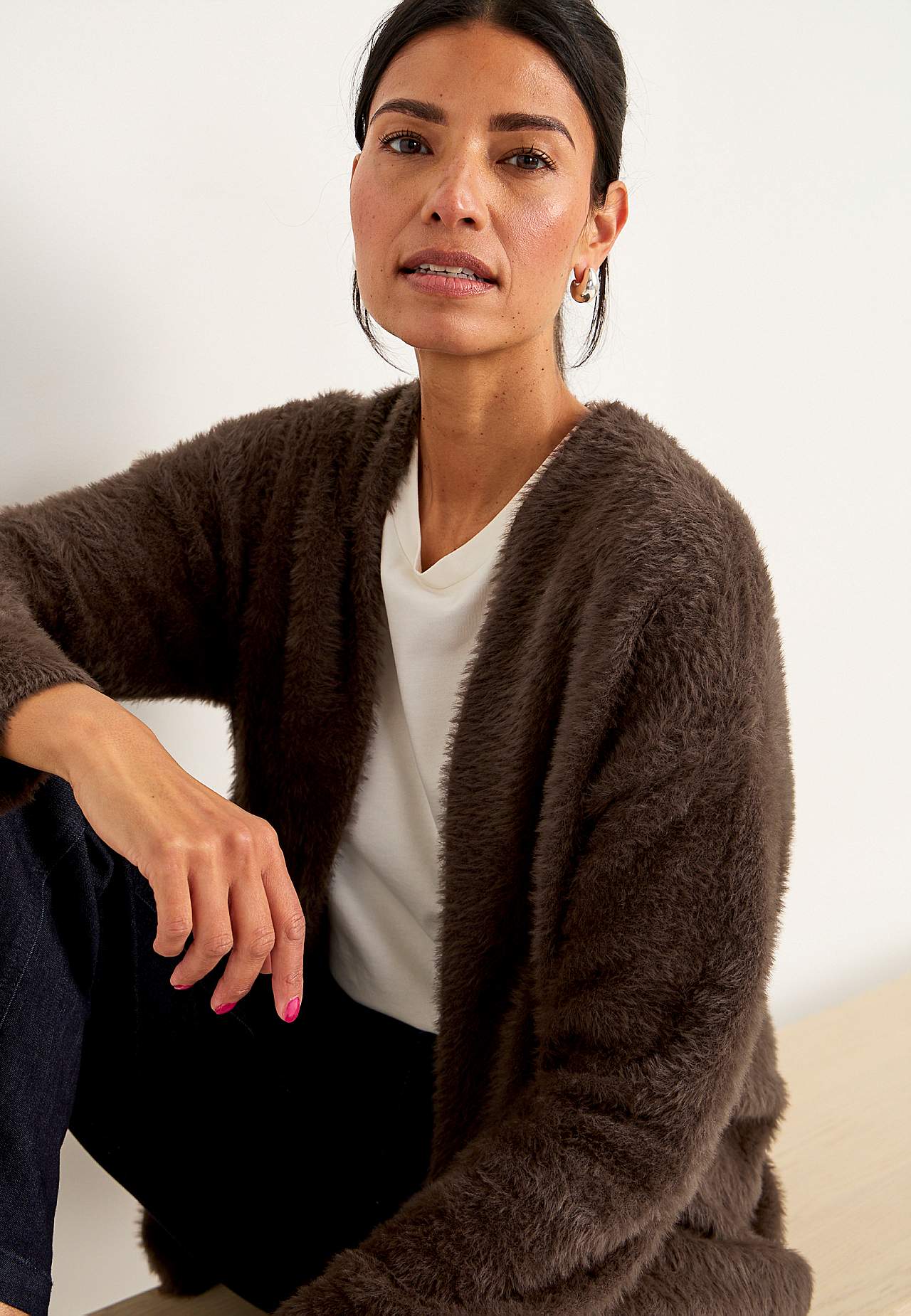 Strikket, åben cardigan