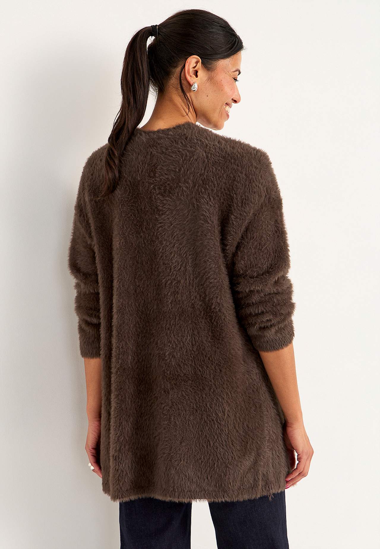 Strikket, åben cardigan