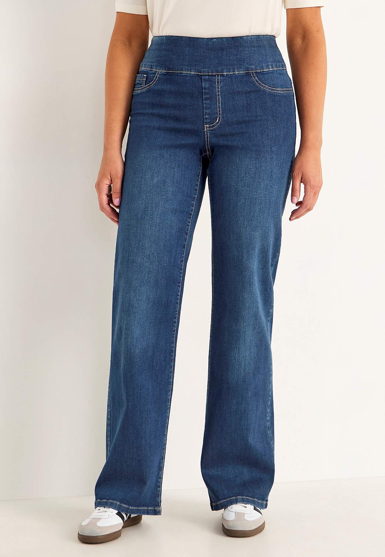 Jeans med høj elastisk talje - to længder Elisa