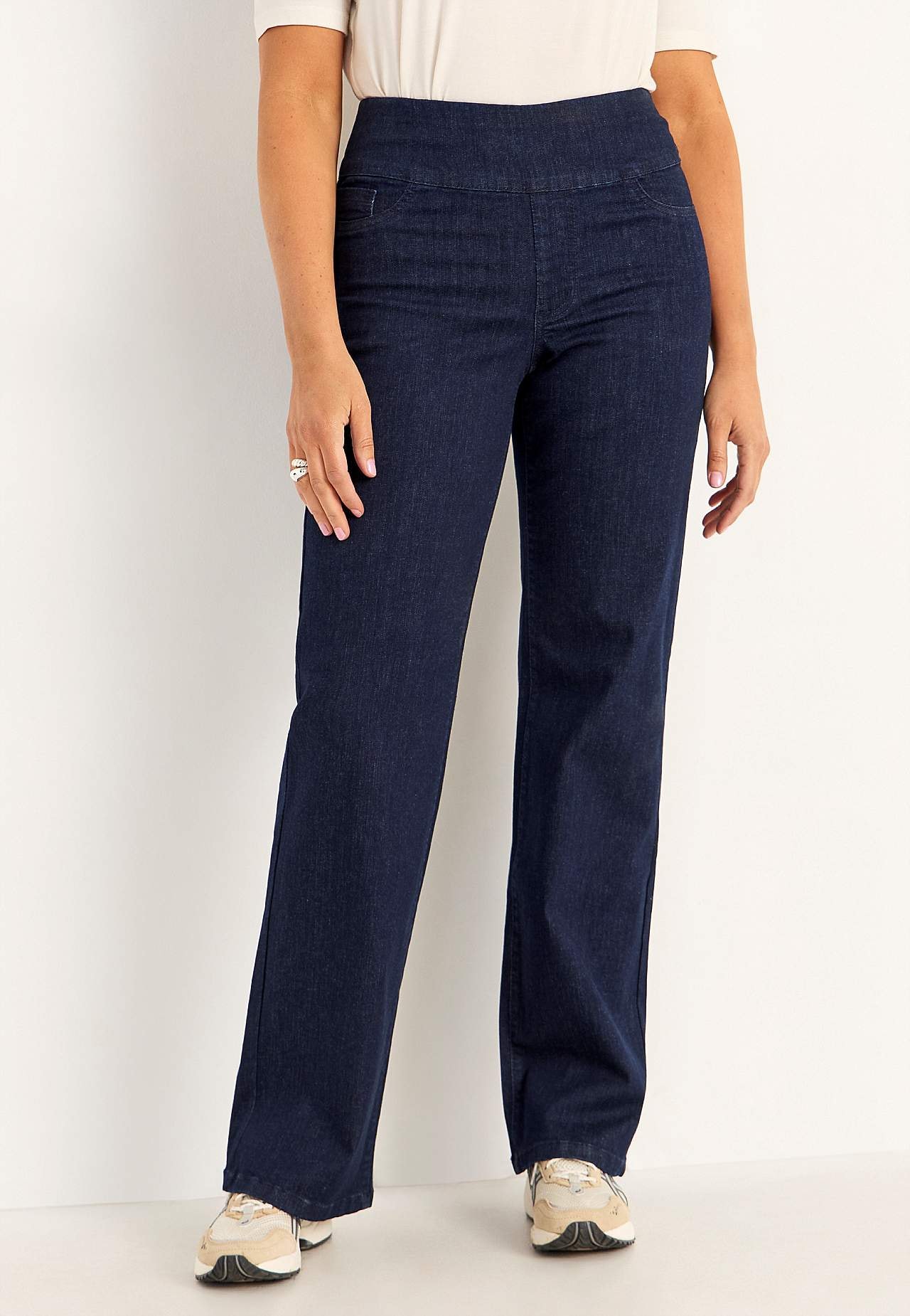 Jeans med høj elastisk talje - to længder Elisa