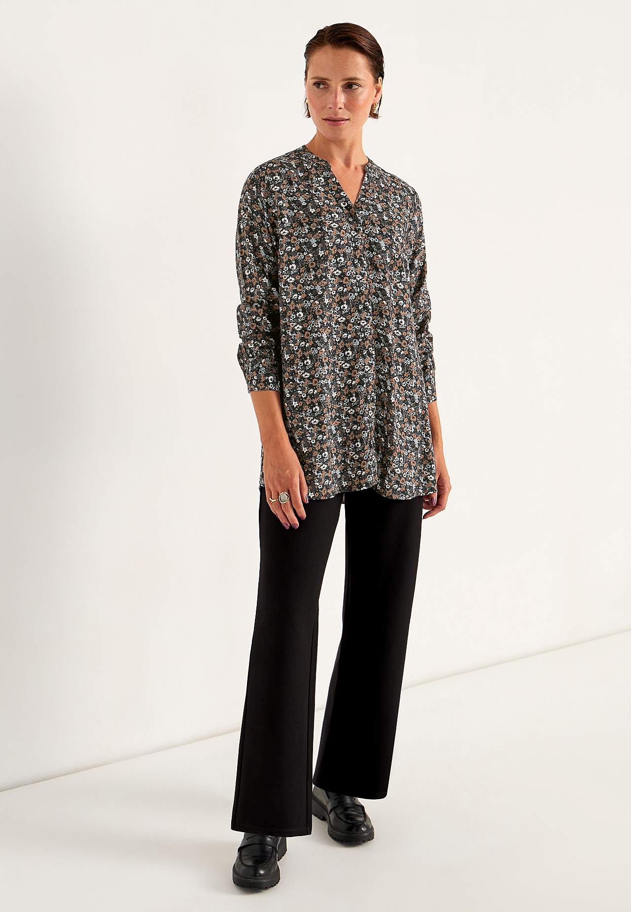 Vævet tunika med knapper