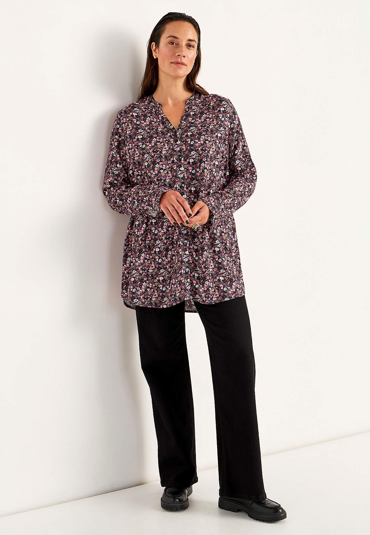 Vævet tunika med knapper