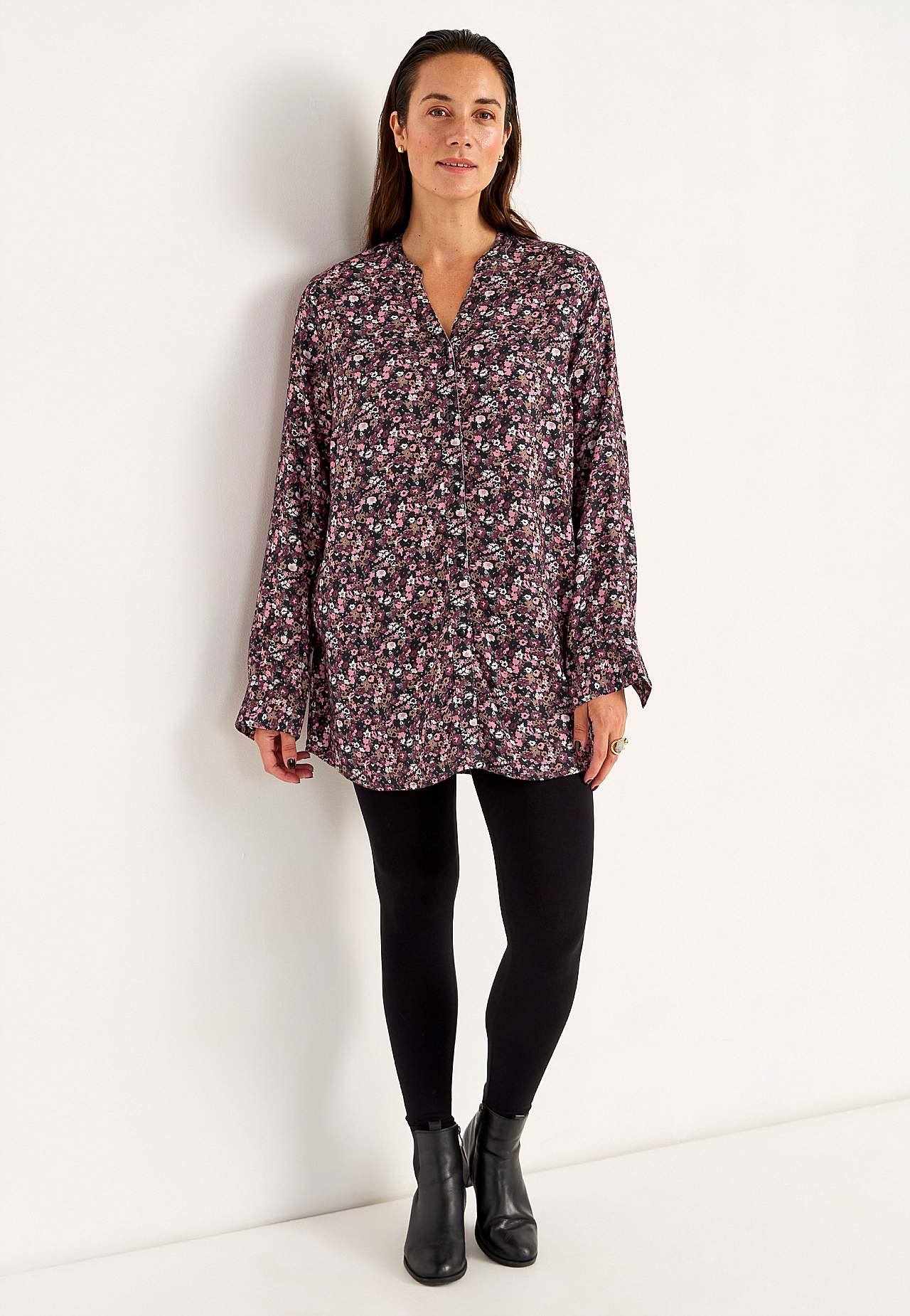 Vævet tunika med knapper