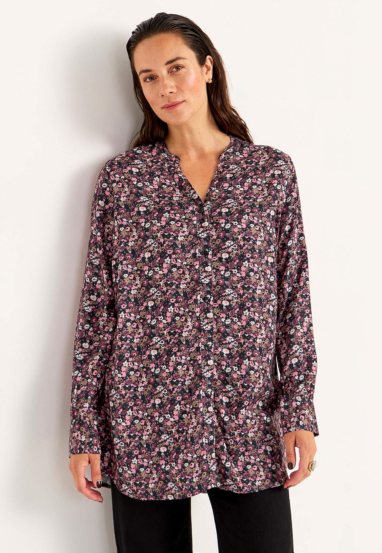 Vævet tunika med knapper