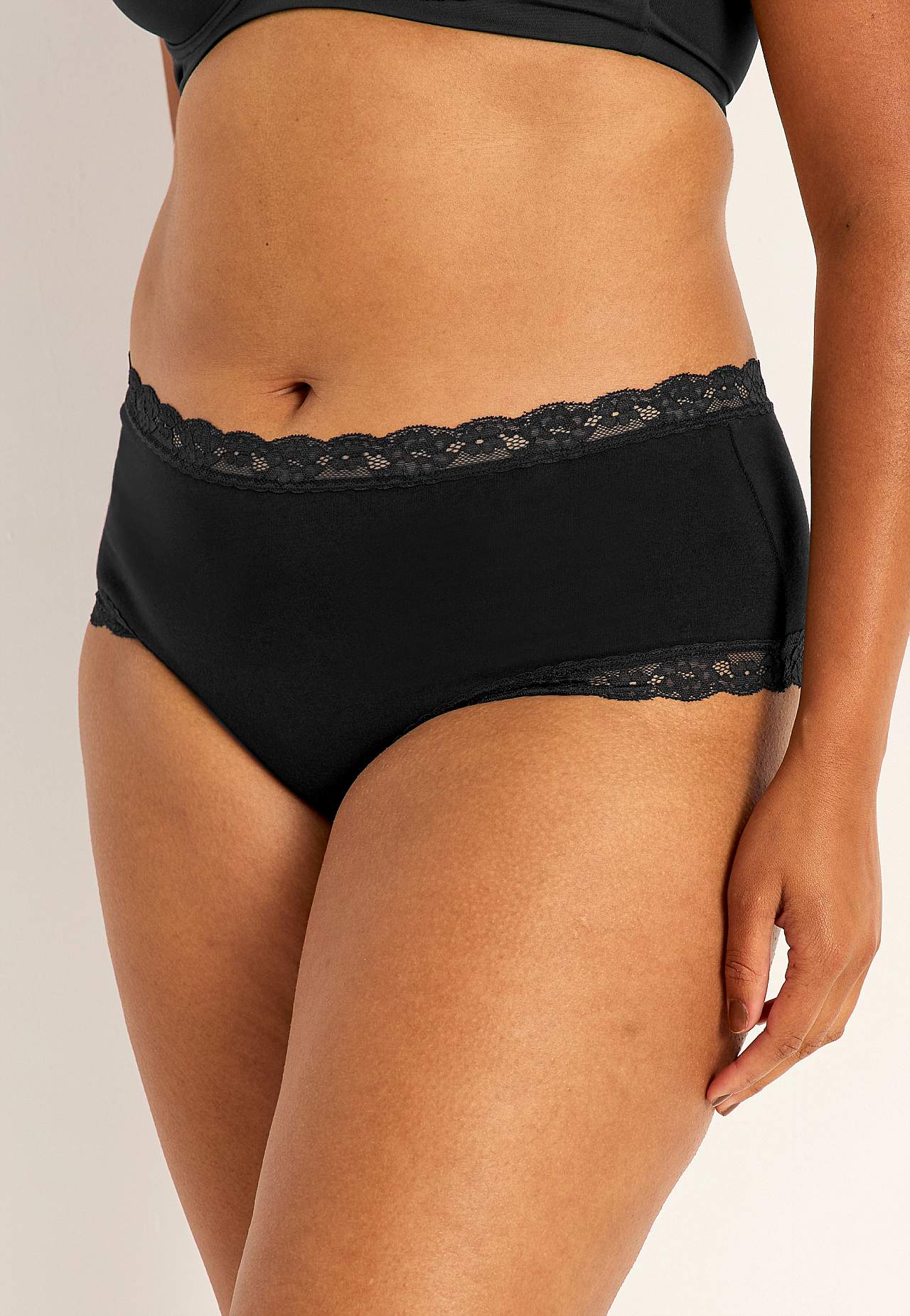 Bomuldstrusse med blondekant 3-pak 3-pack