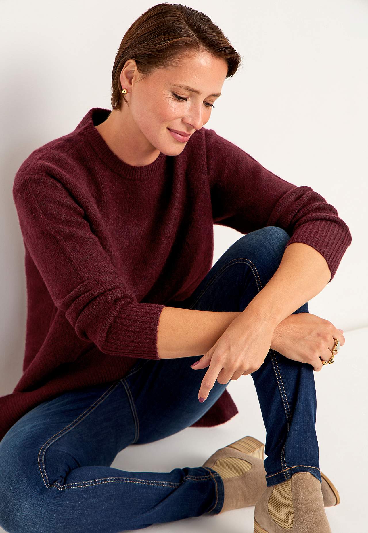 Strikket tunika med slidser