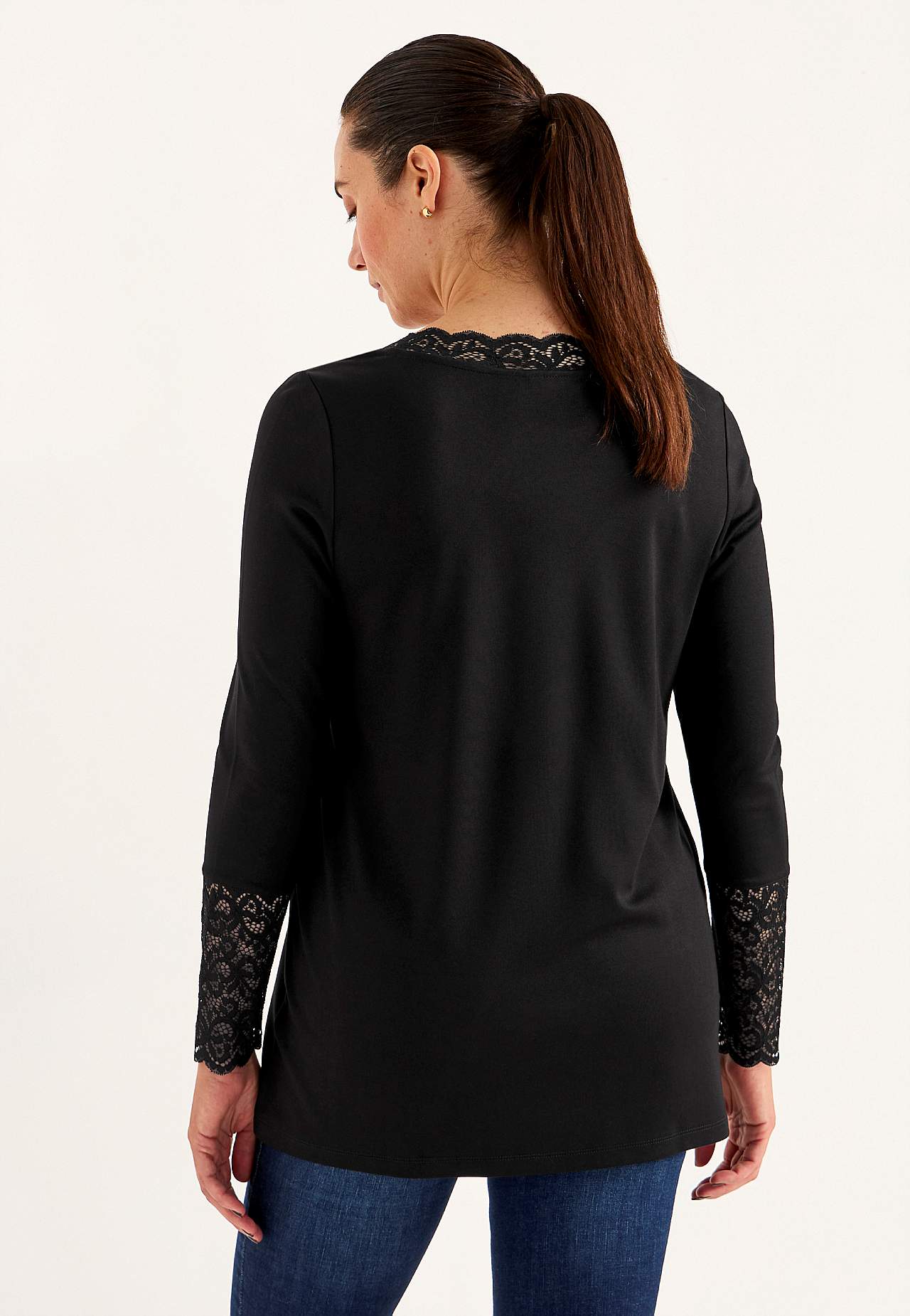 Jerseytunika med blondedetaljer