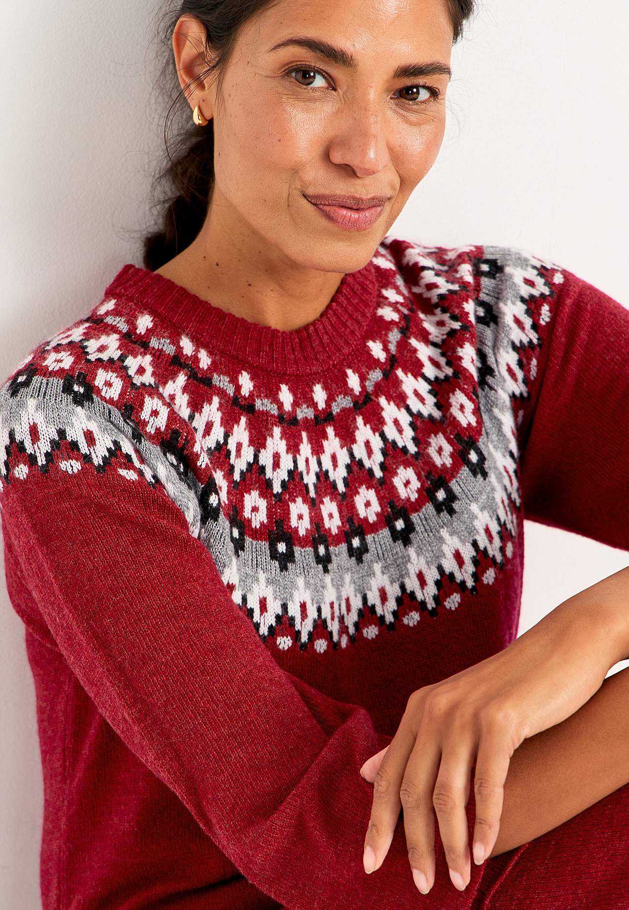 Strikket, jacquardmønstret kjole