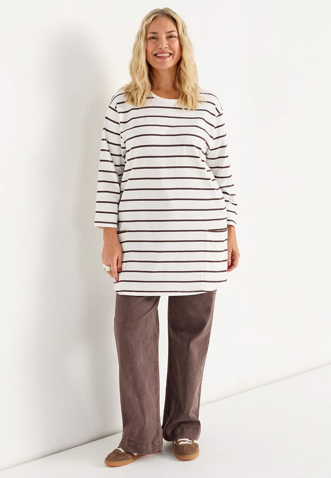 Jerseytunika i økologisk bomuld med lommer