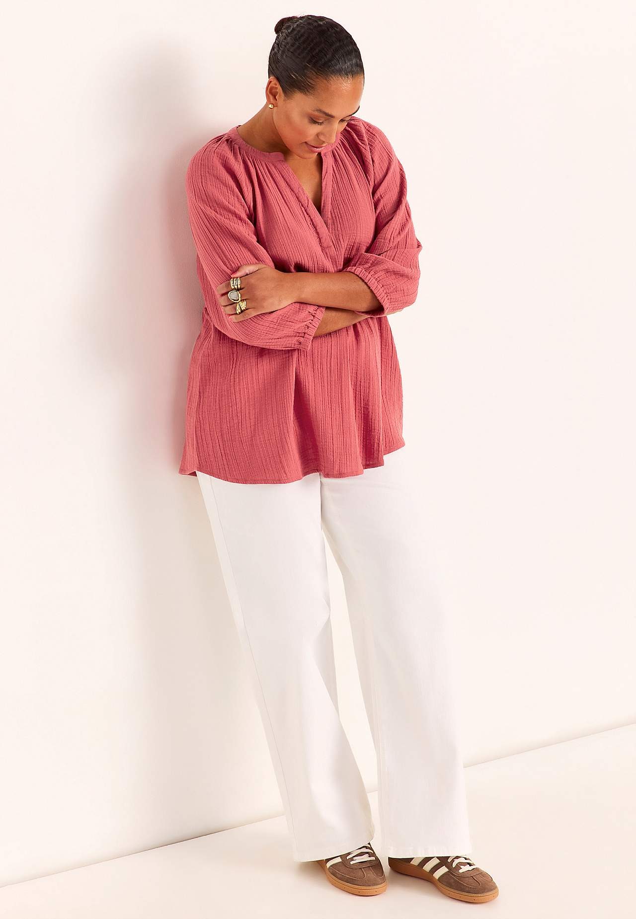 Tunika i rynket bomuld