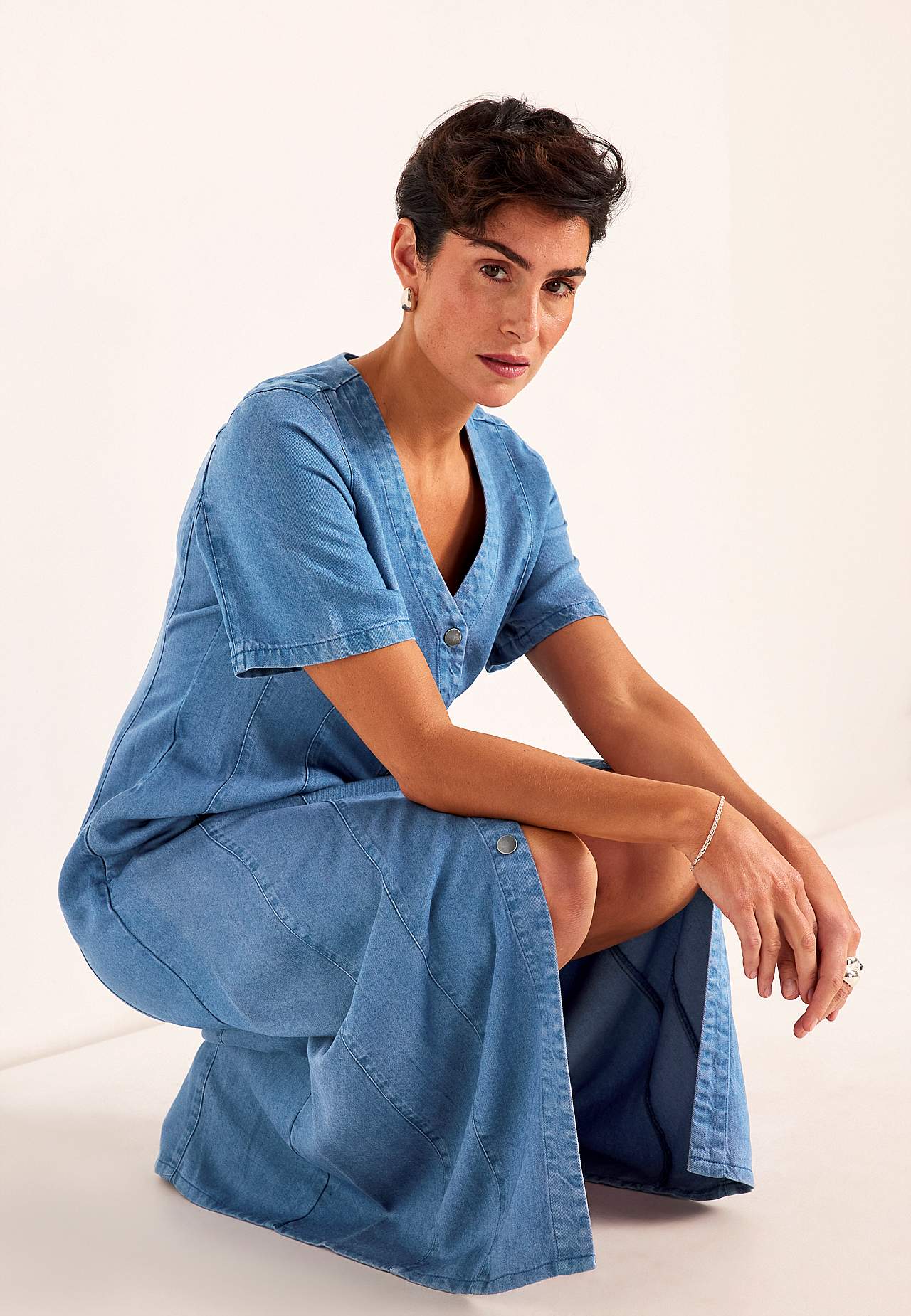 Ultrablød Premium cowboykjole med knapper