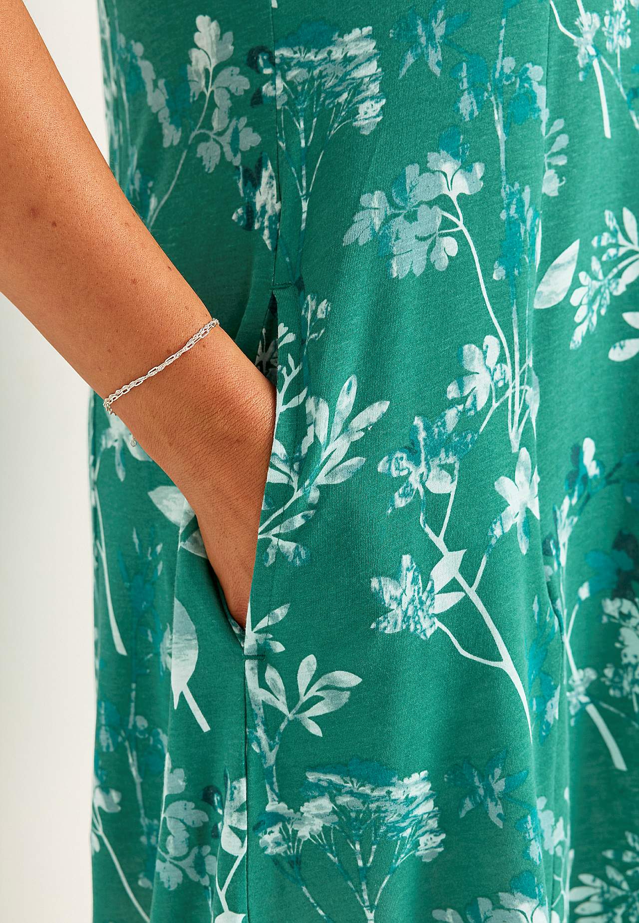 Mønstret jerseykjole med lommer