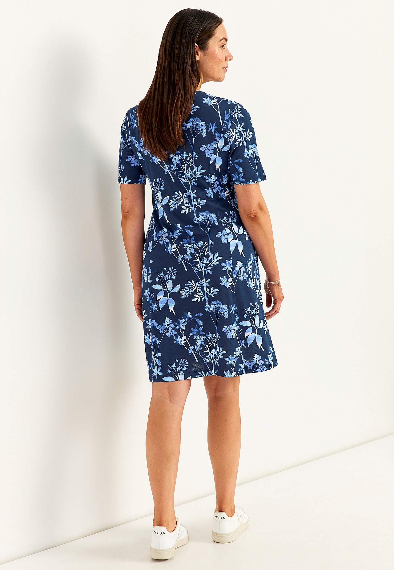 Mønstret jerseykjole med lommer