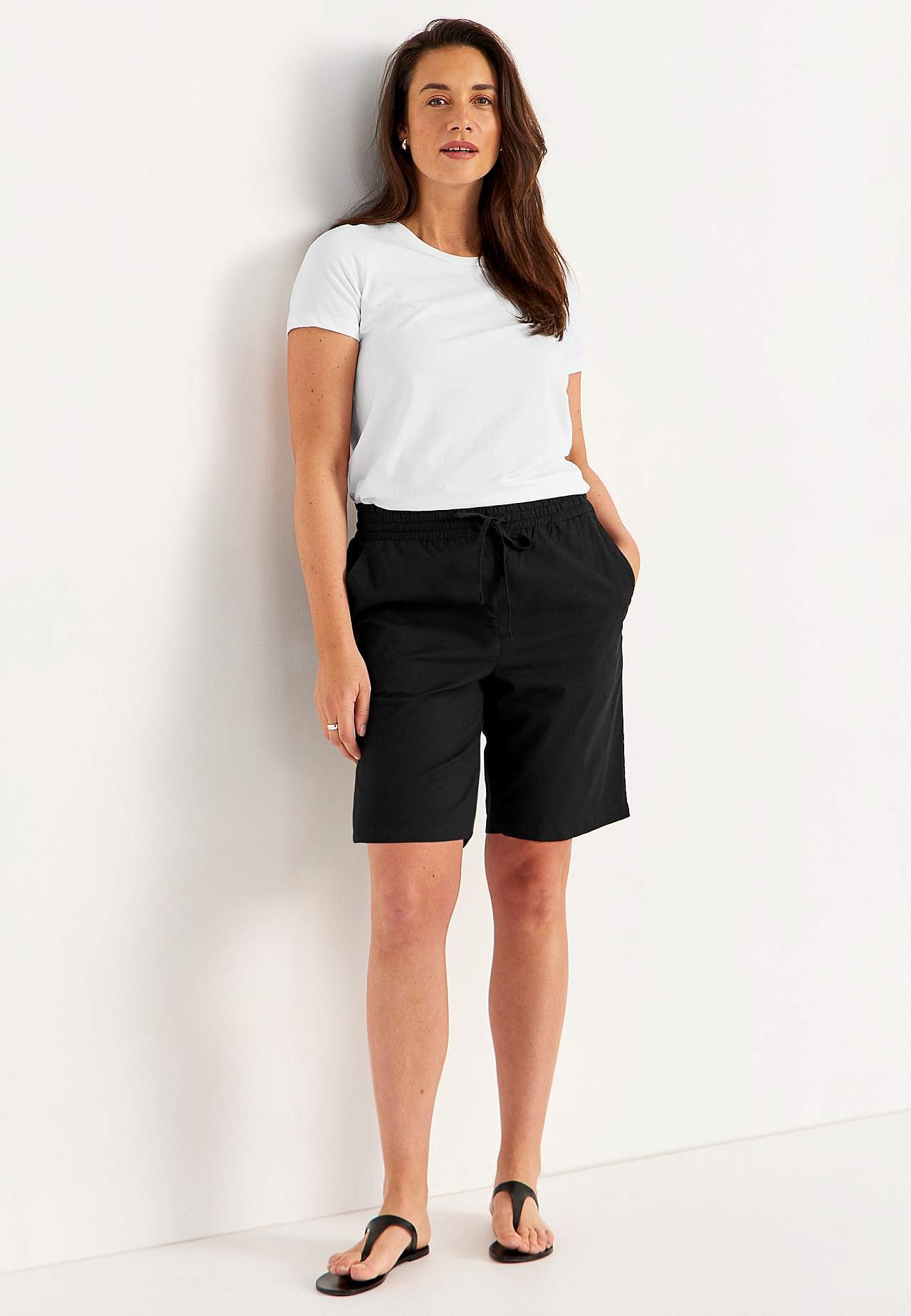 Shorts i vasket bomuld