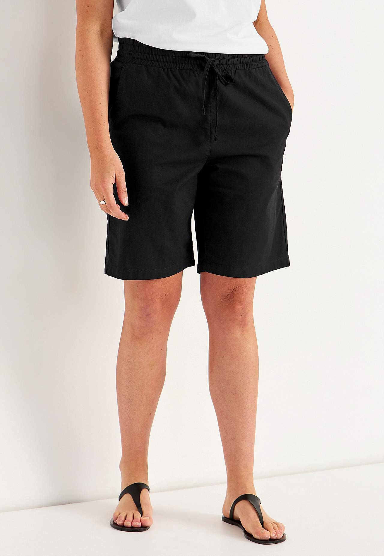 Shorts i vasket bomuld