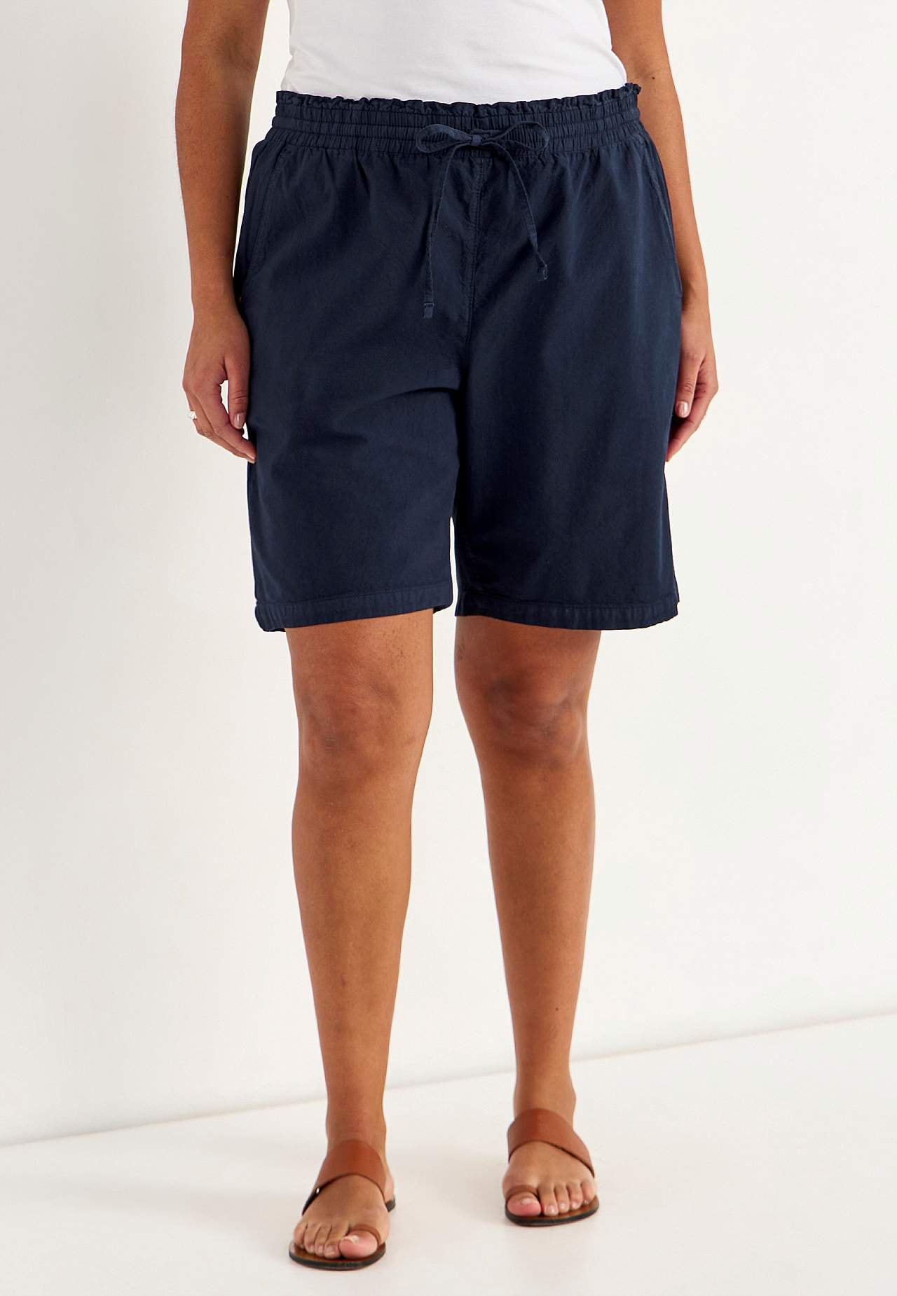 Shorts i vasket bomuld
