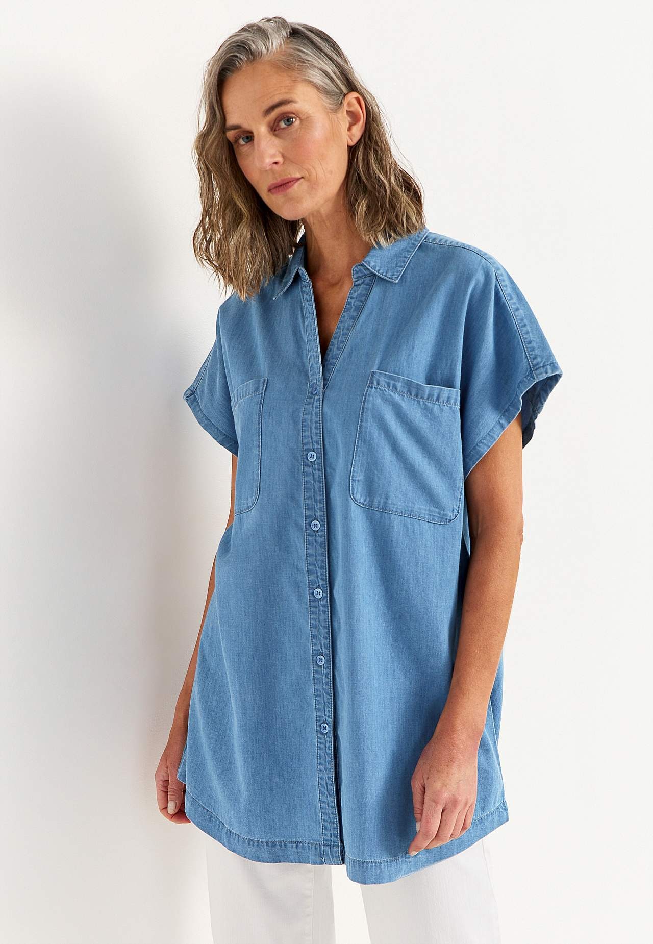 Superblød denimtunika