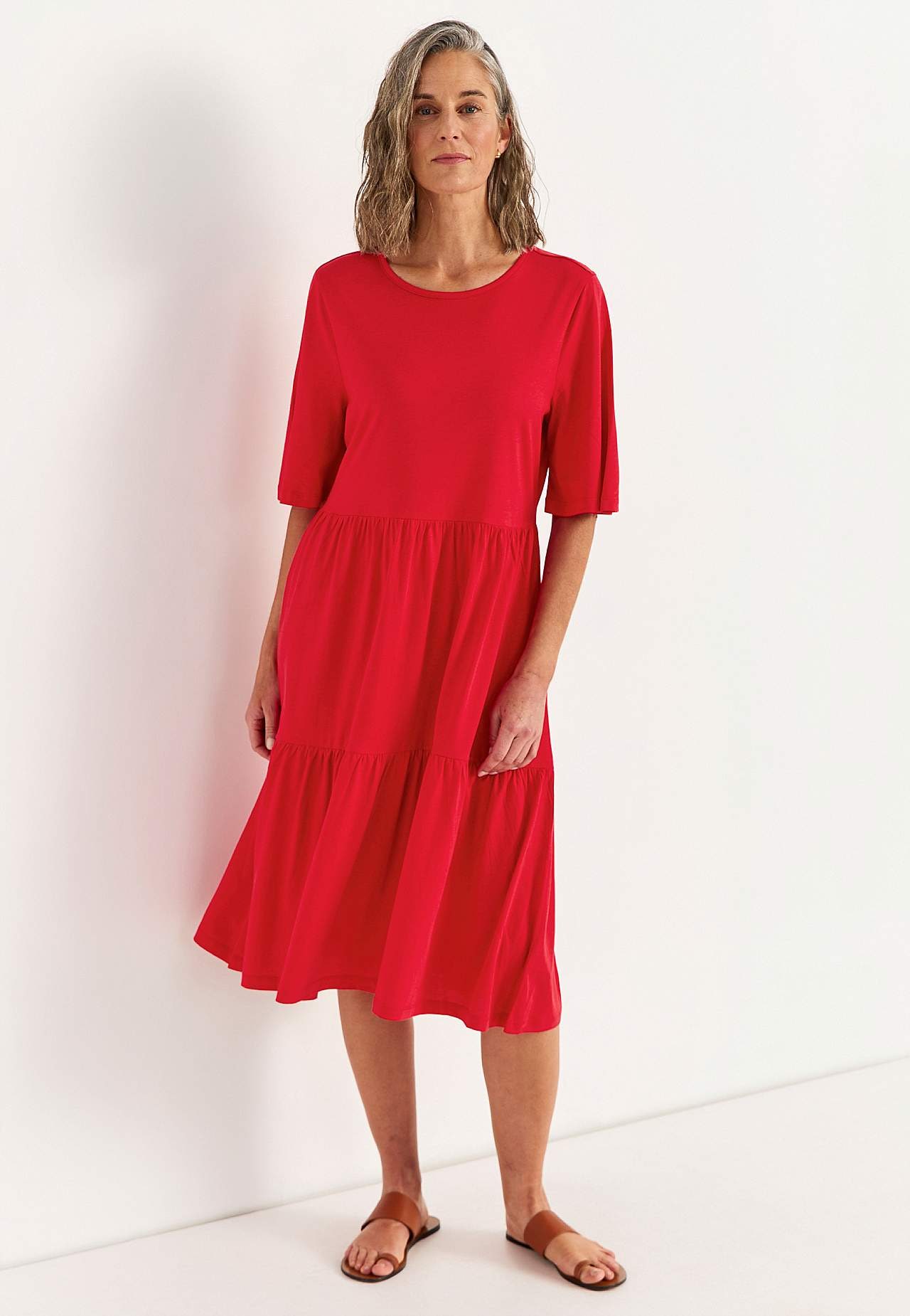 Jerseykjole med volant