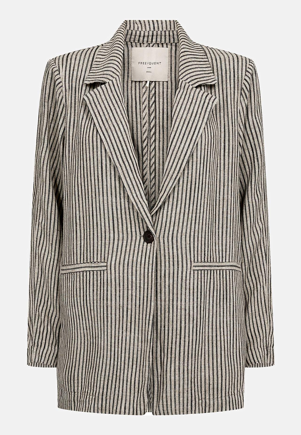 Stribet blazer i viskose- og linnedblanding