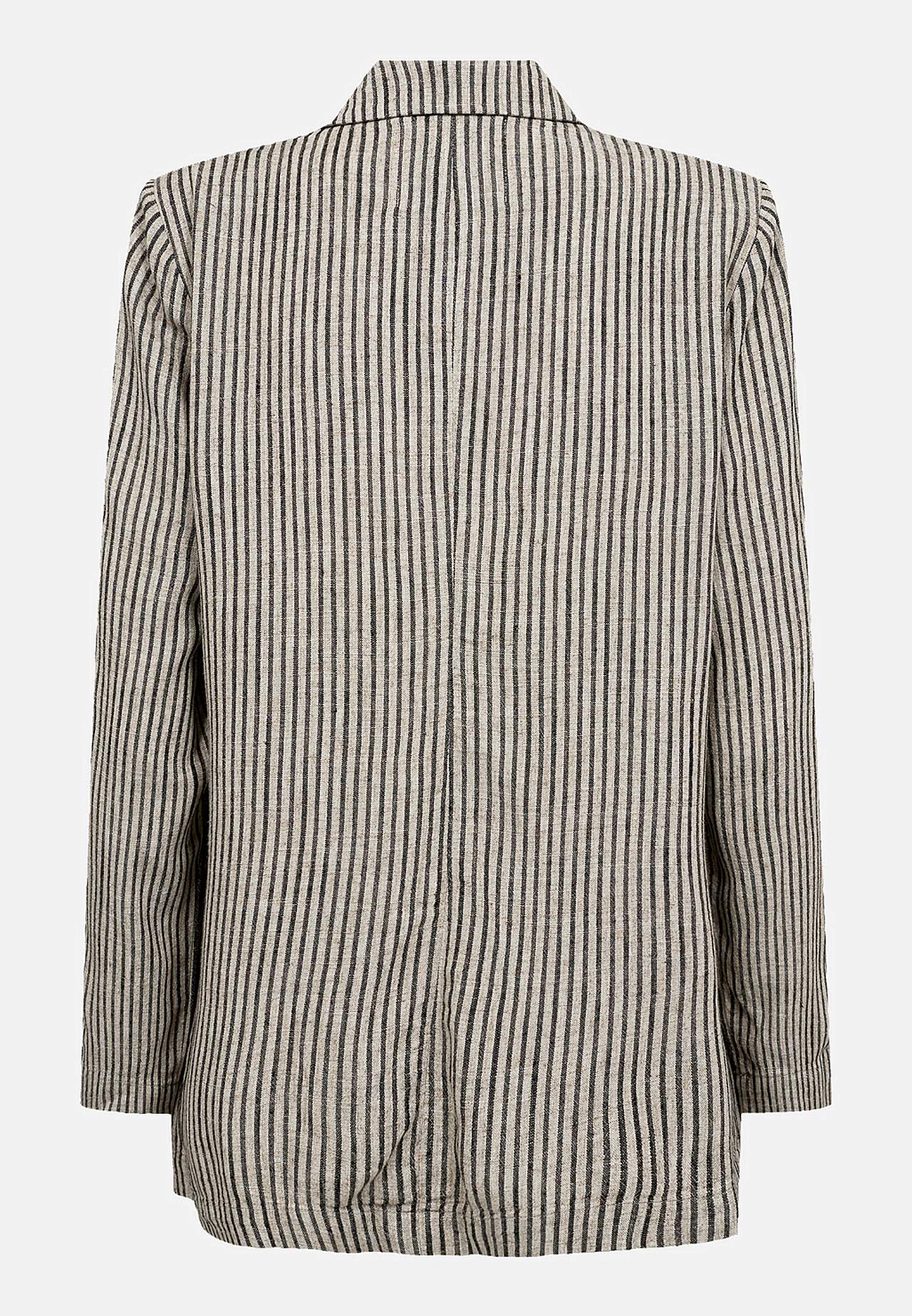 Stribet blazer i viskose- og linnedblanding