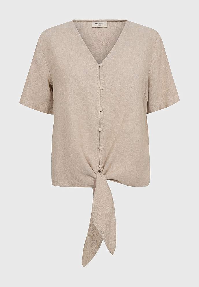 Hørbluse med knudedetalje