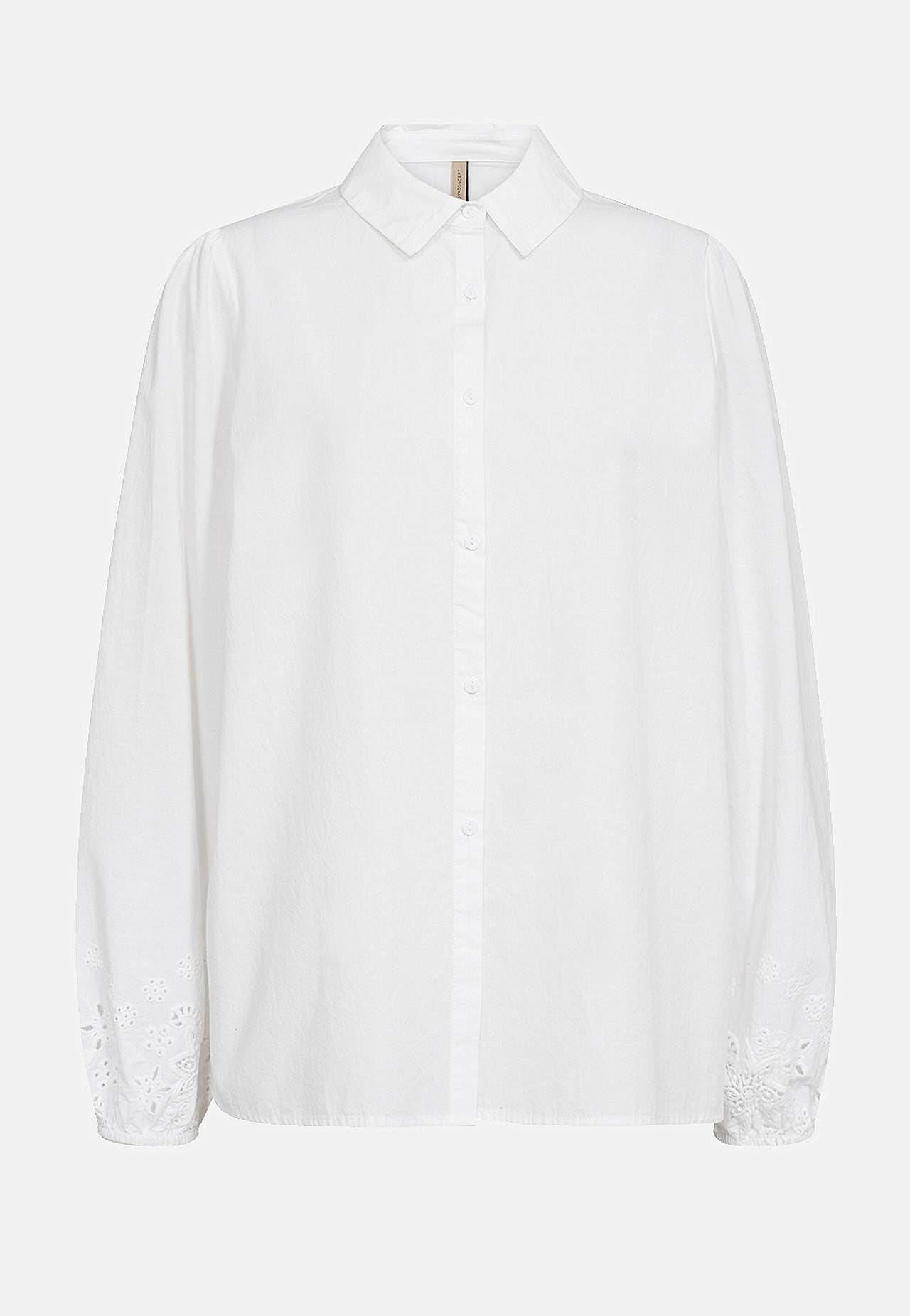 Bomuldsbluse med broderi og hulsøm