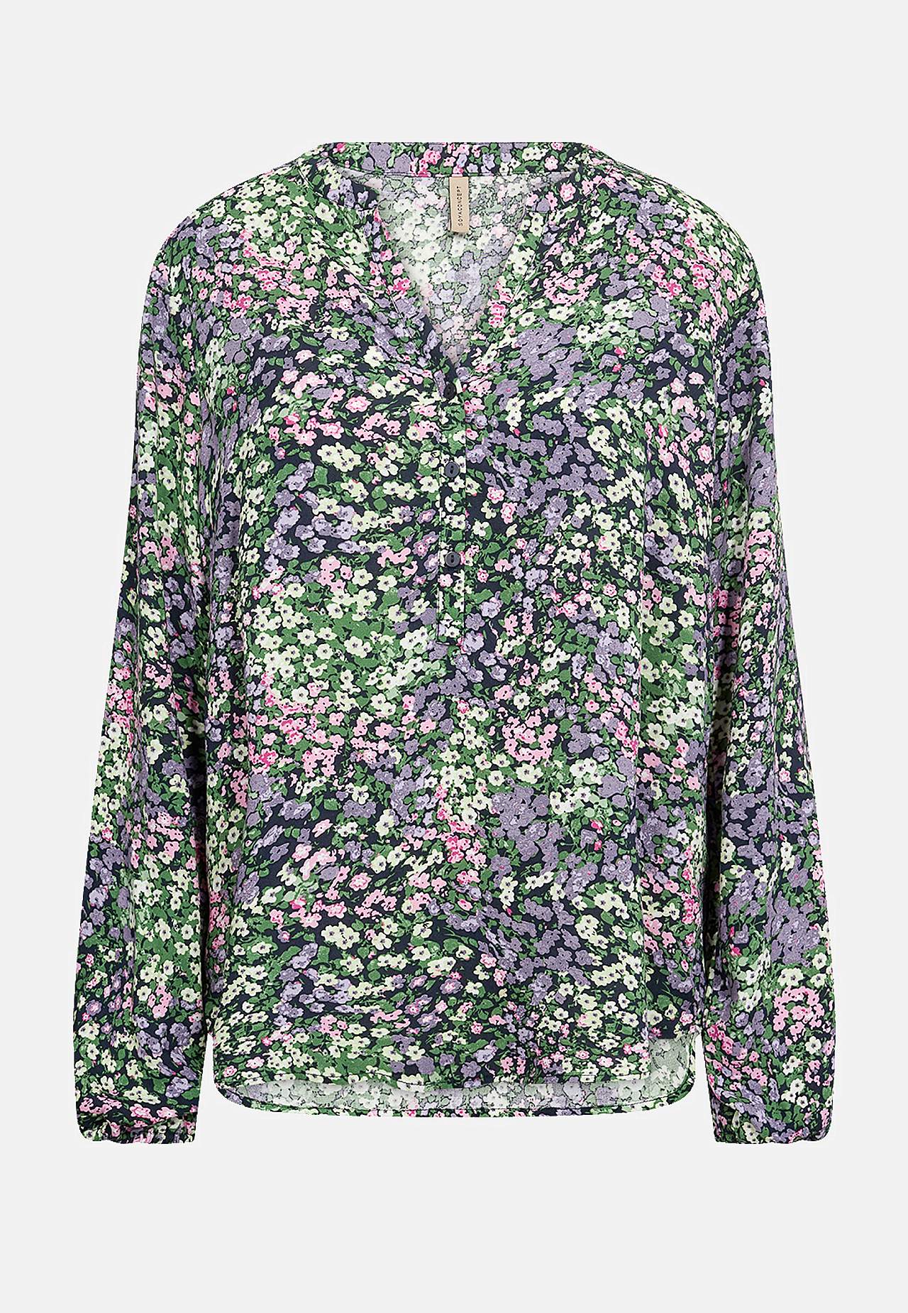 Viskosebluse med v-udskæring og knapper Abelone