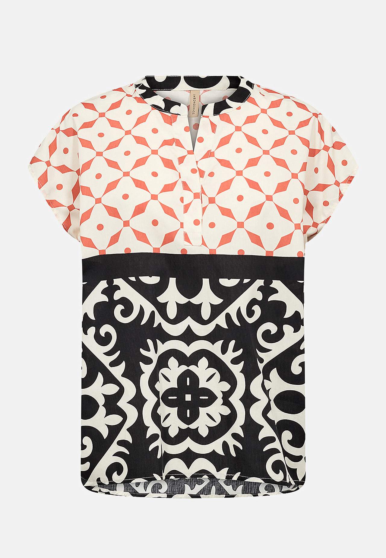 Bloktrykt bomuldsbluse