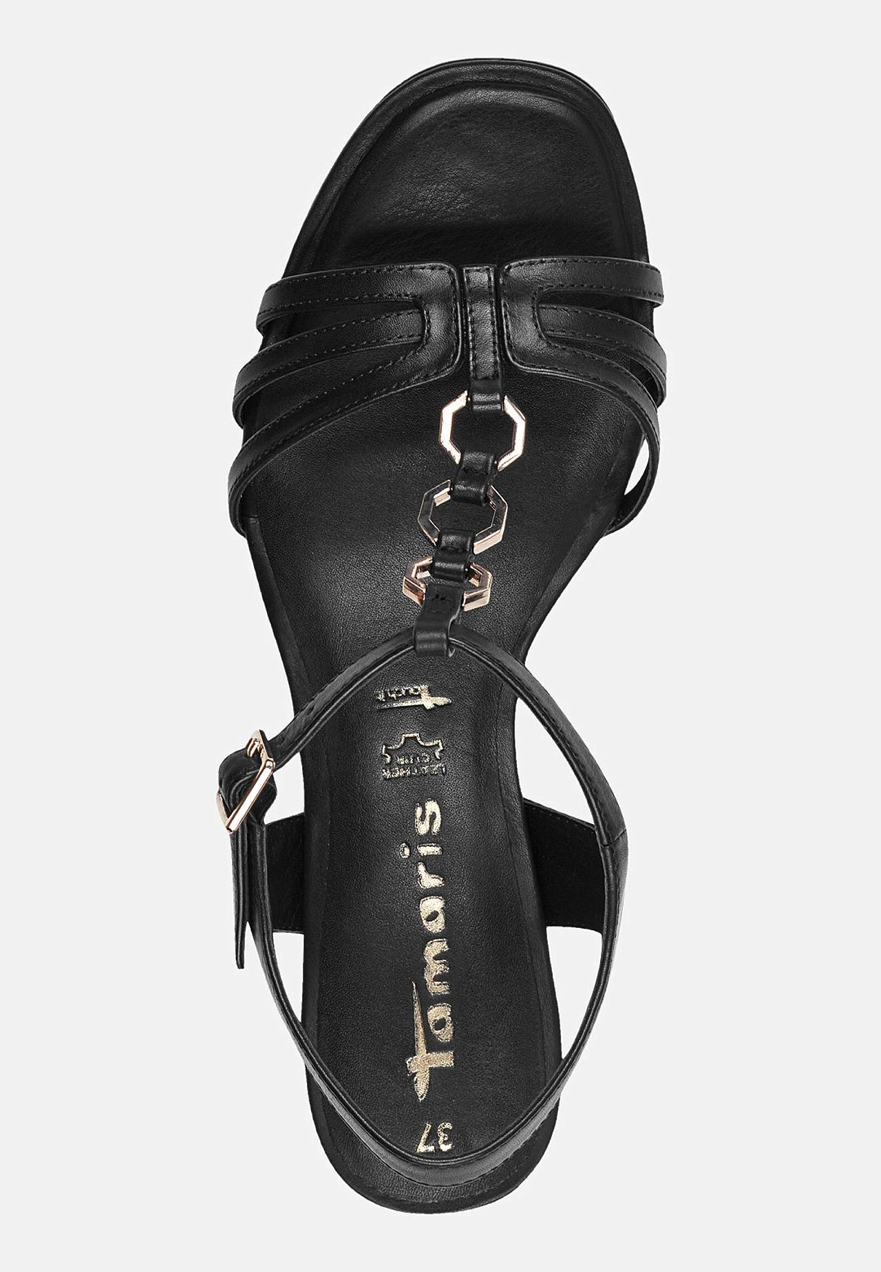Lædersandalet med metaldetaljer