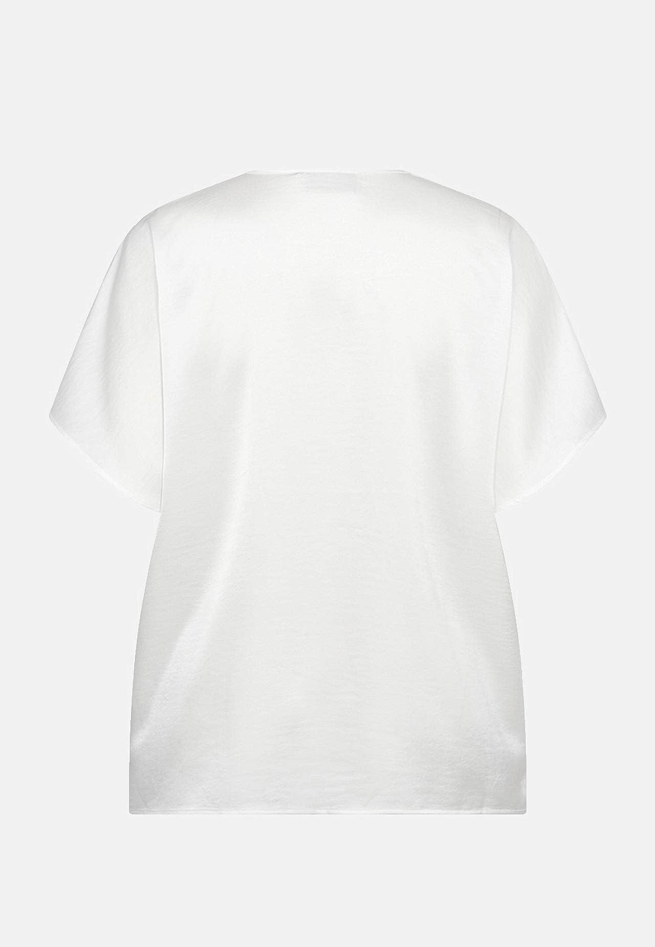 Vævet satinbluse med korte ærmer