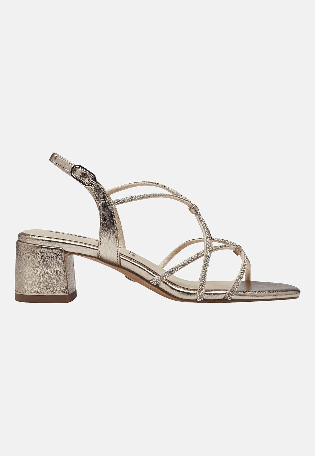 Komfortabel sandal med hæl med smalle remme