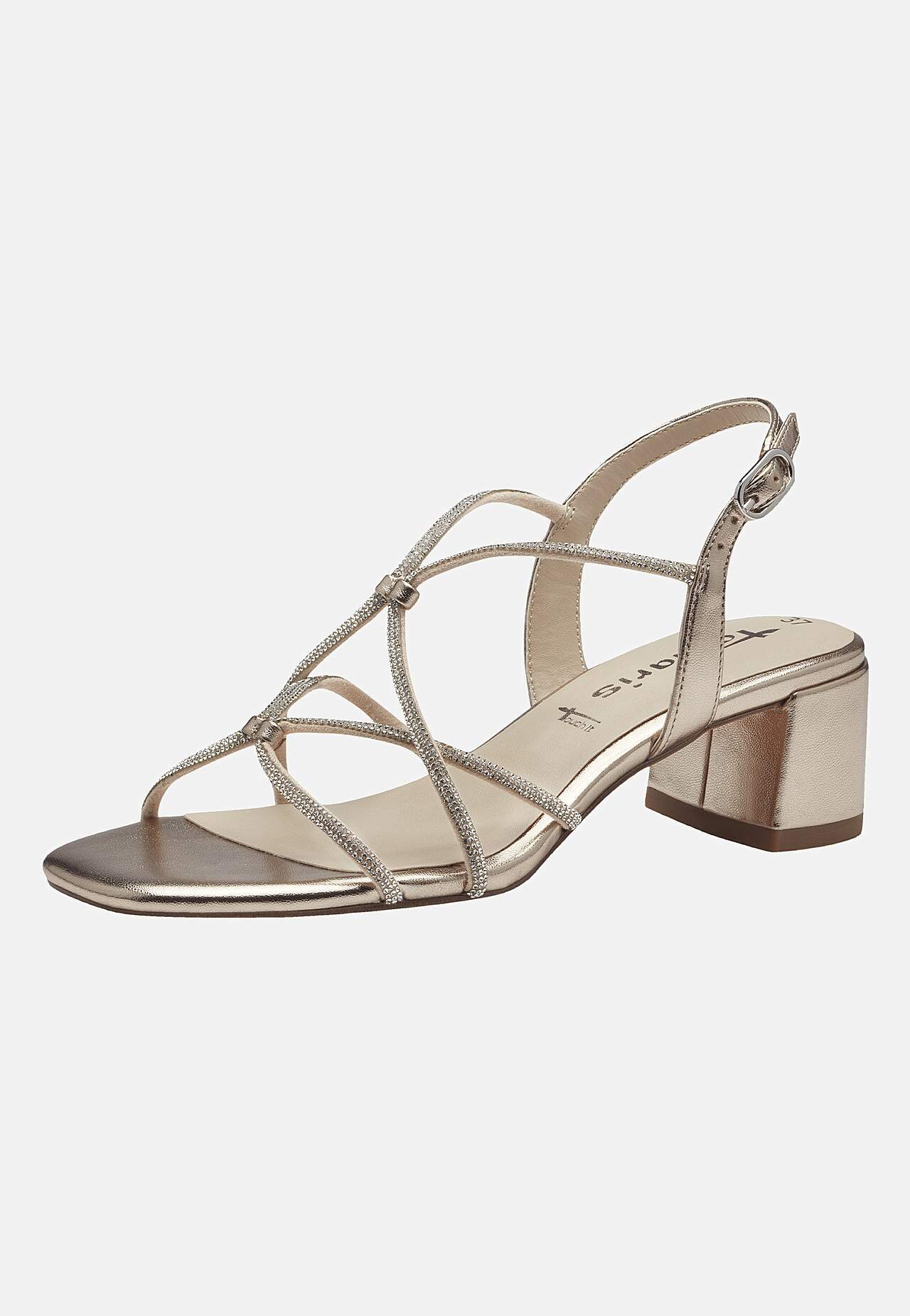 Komfortabel sandal med hæl med smalle remme