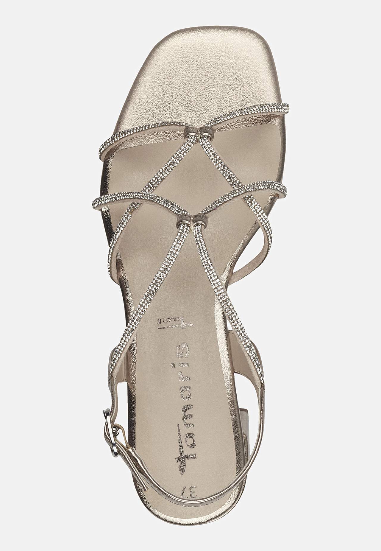 Komfortabel sandal med hæl med smalle remme